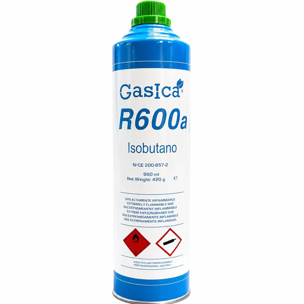 Kit Completo Gas Refrigerante R600a Isobutano | Envase de 420g Neto | Para Recarga de Frigoríficos y Congeladores | Incluye Válvula y Manguera de Carga | Solución Ecológica