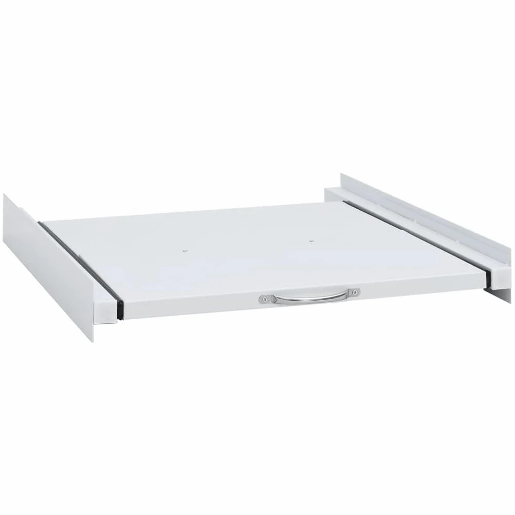 Mangloder - Marco intermedio para lavadoras y secadoras de acero con estante extensible, base universal para apilamiento, 60 x 60 x 8 cm, color blanco para lavandería y sótano