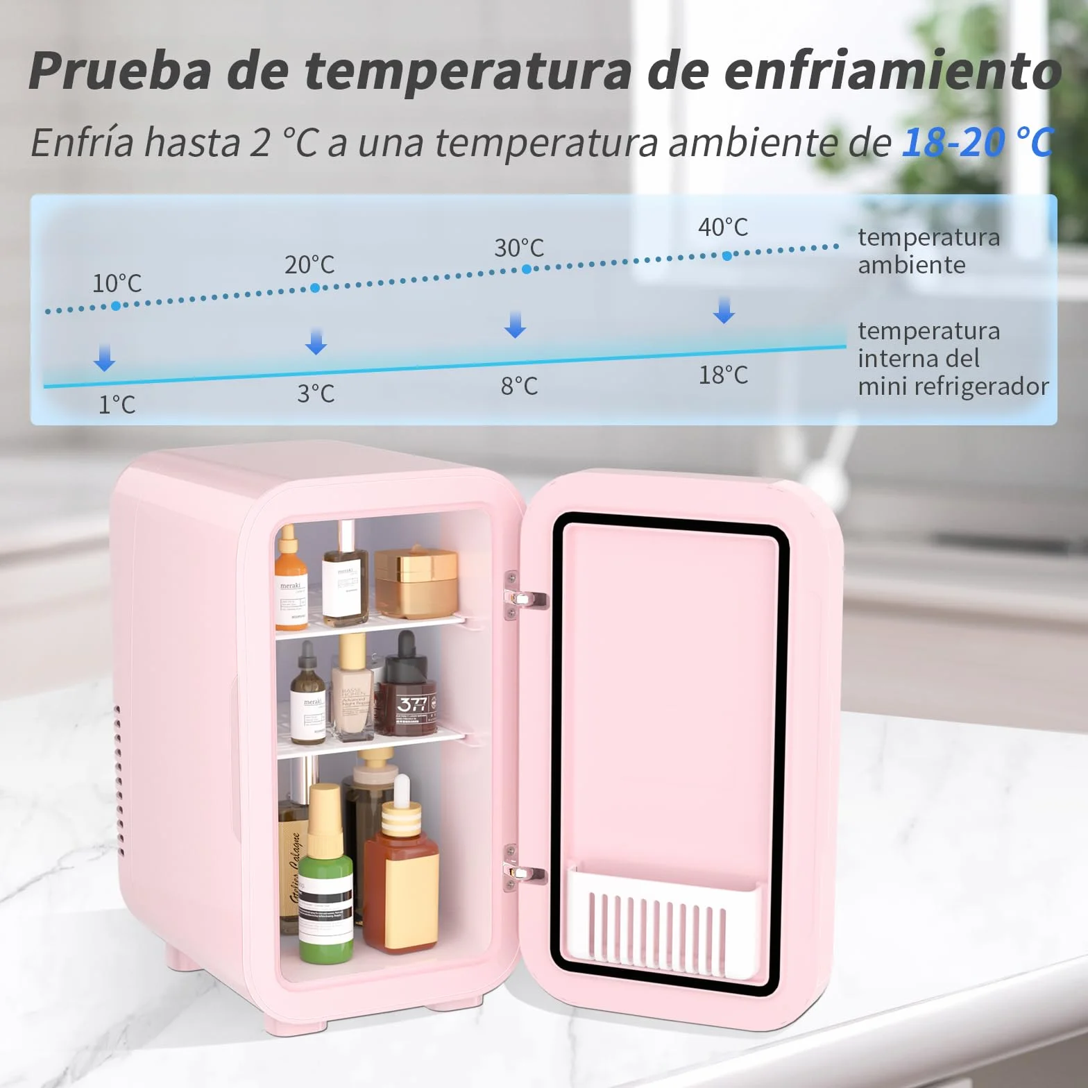 YASHE Mini nevera de 6 litros/8 latas, 220 – 240 V CA/CC, Refrigerador termoeléctrico portátil, Refrigerador para dormitorio, cuidado de la piel, bebidas, oficina, dormitorio y coche, Rosa