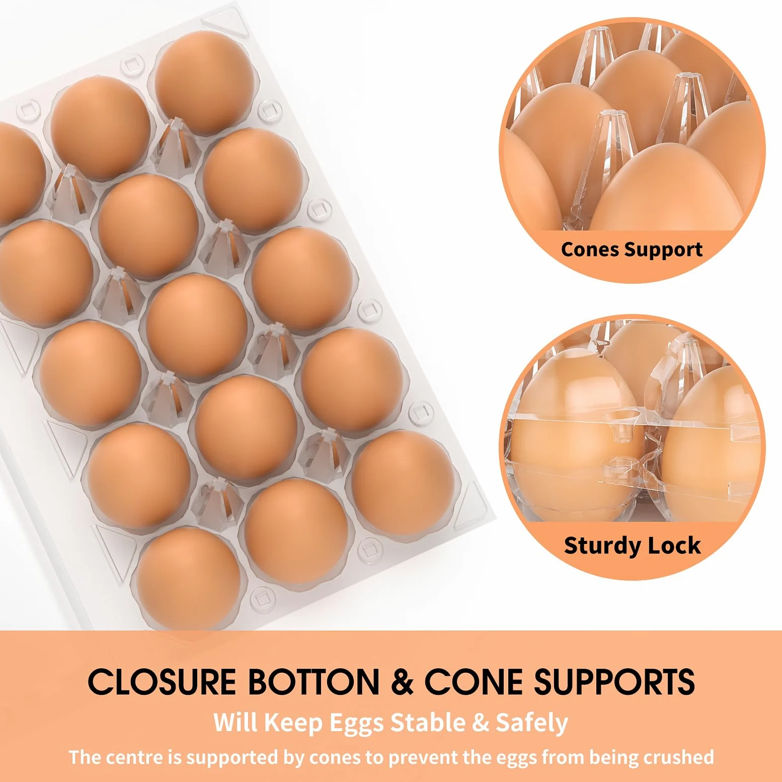 Paquete de 180 cajas de huevos a granel, 12 recipientes de plástico transparente para huevos de gallina, soporte reutilizable para huevos de gallina, exhibición de mercado comercial, embalaje de