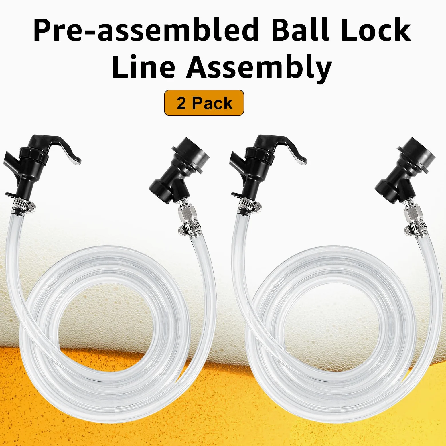 Llave de bola de 5 pies, llave de picnic, bloqueo de bola, línea de cerveza, línea de cerveza, desconexión de bloqueo de bola líquida, para dispensar cerveza sin fugas (paquete de 2)