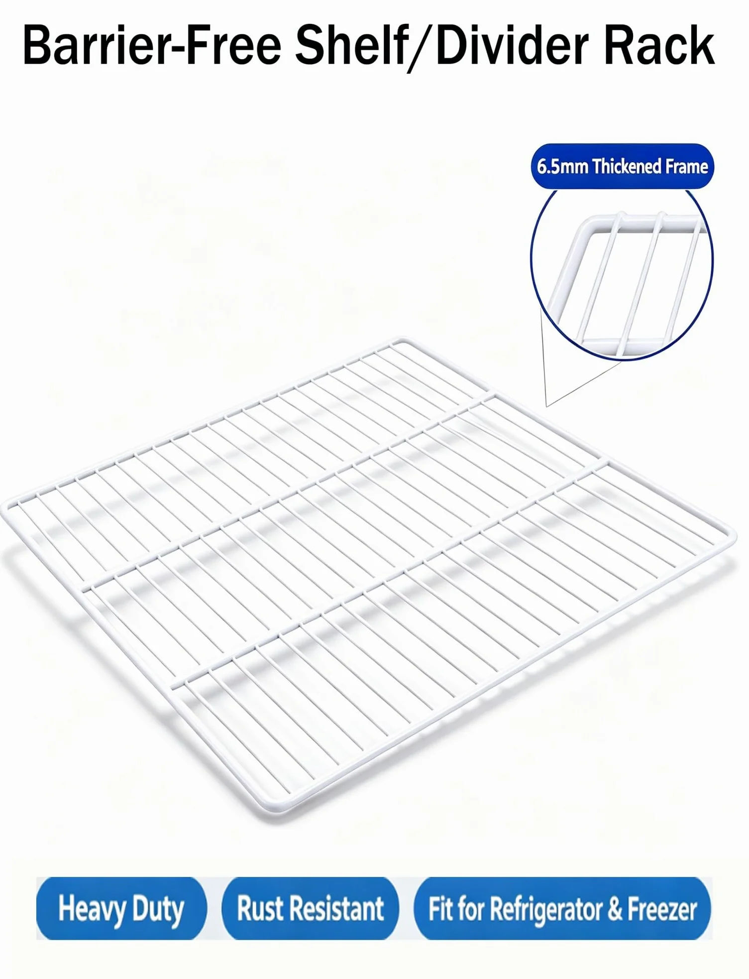 Rejilla de Repuesto Congelador Estante Metálico Refrigerador | Diseño ventilado abierto; for uso doméstico y comercial; Almacenamiento que ahorra espacio(60x55cm)