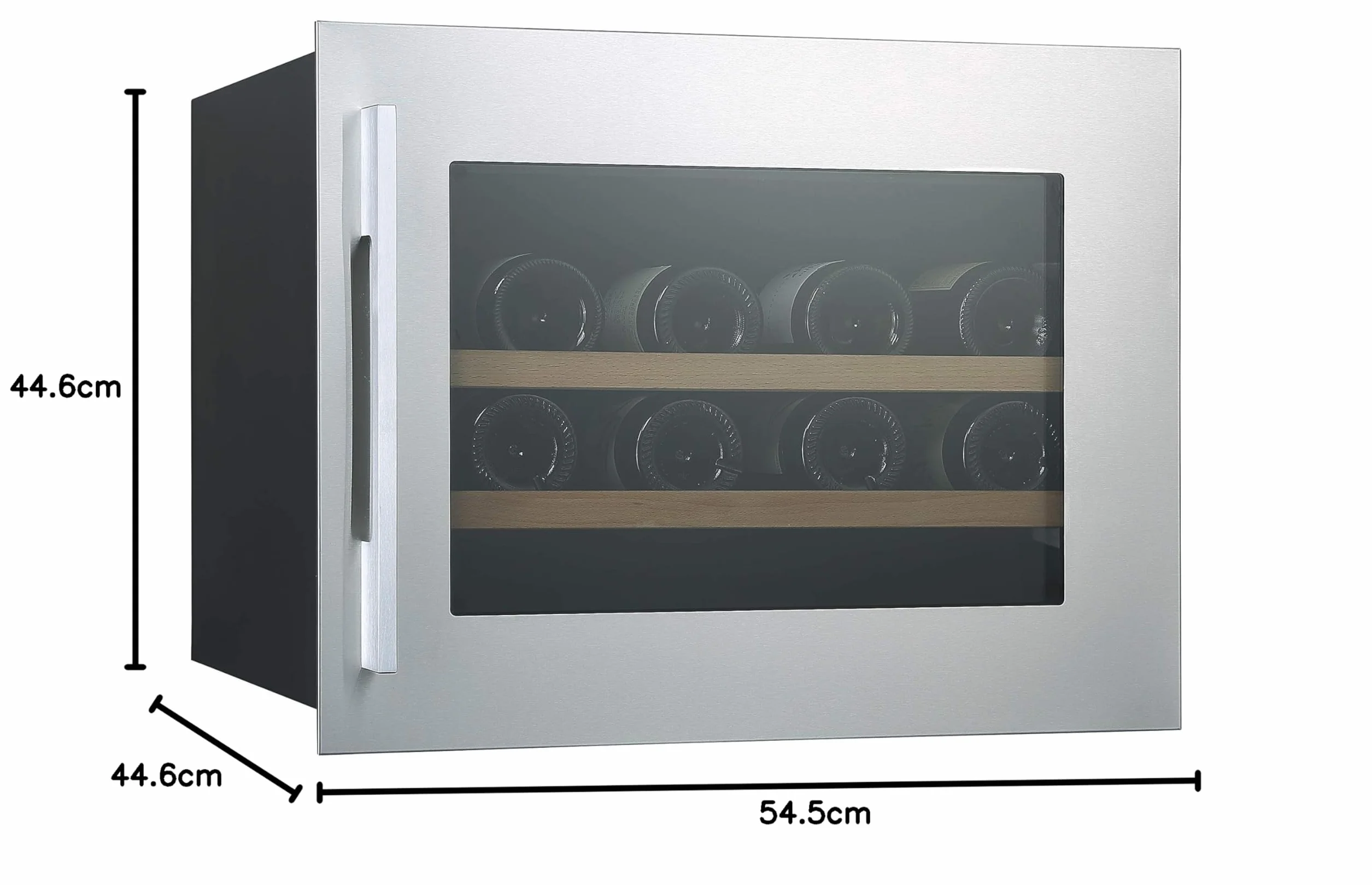 CATA VI 54024 X Vinoteca Integrable 24 Botellas, No Frost, 62 Litros, Puerta Reversible, Control Electrónico LED, Estantes para Vino, Iluminación LED, 45 cm, Acero Inoxidable