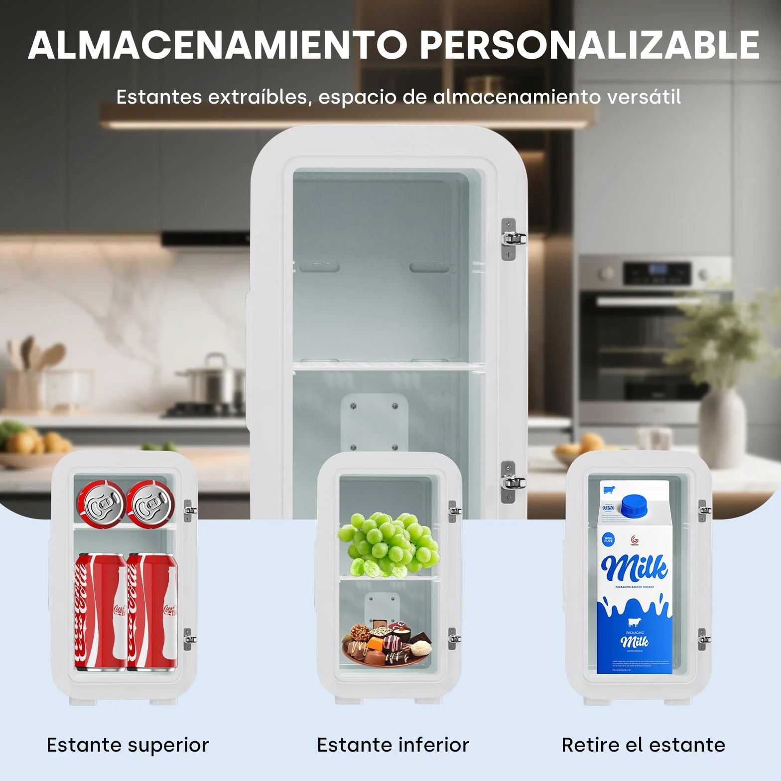 Enventor 6L 8 Latas Nevera Pequeña Blanco, Mini Frigorifico con Enfriador y Calentador, Nevera Portatil con Alimentación 12V/220V, Mini Nevera para Habitacion, Oficina, Coche, Frutas y Bebidas