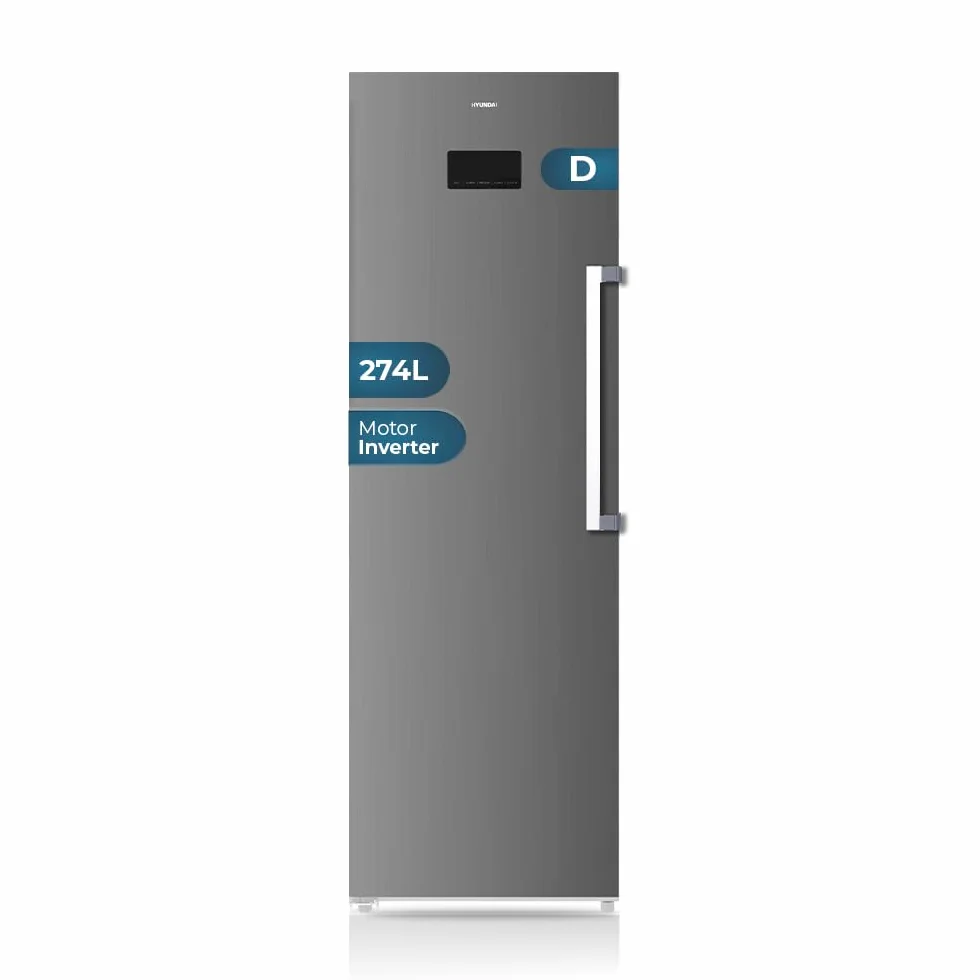 Hyundai Congelador Vertical Inox 274L HCV18560NDDI00 Puerta Reversible Eficiencia Energética Clase D