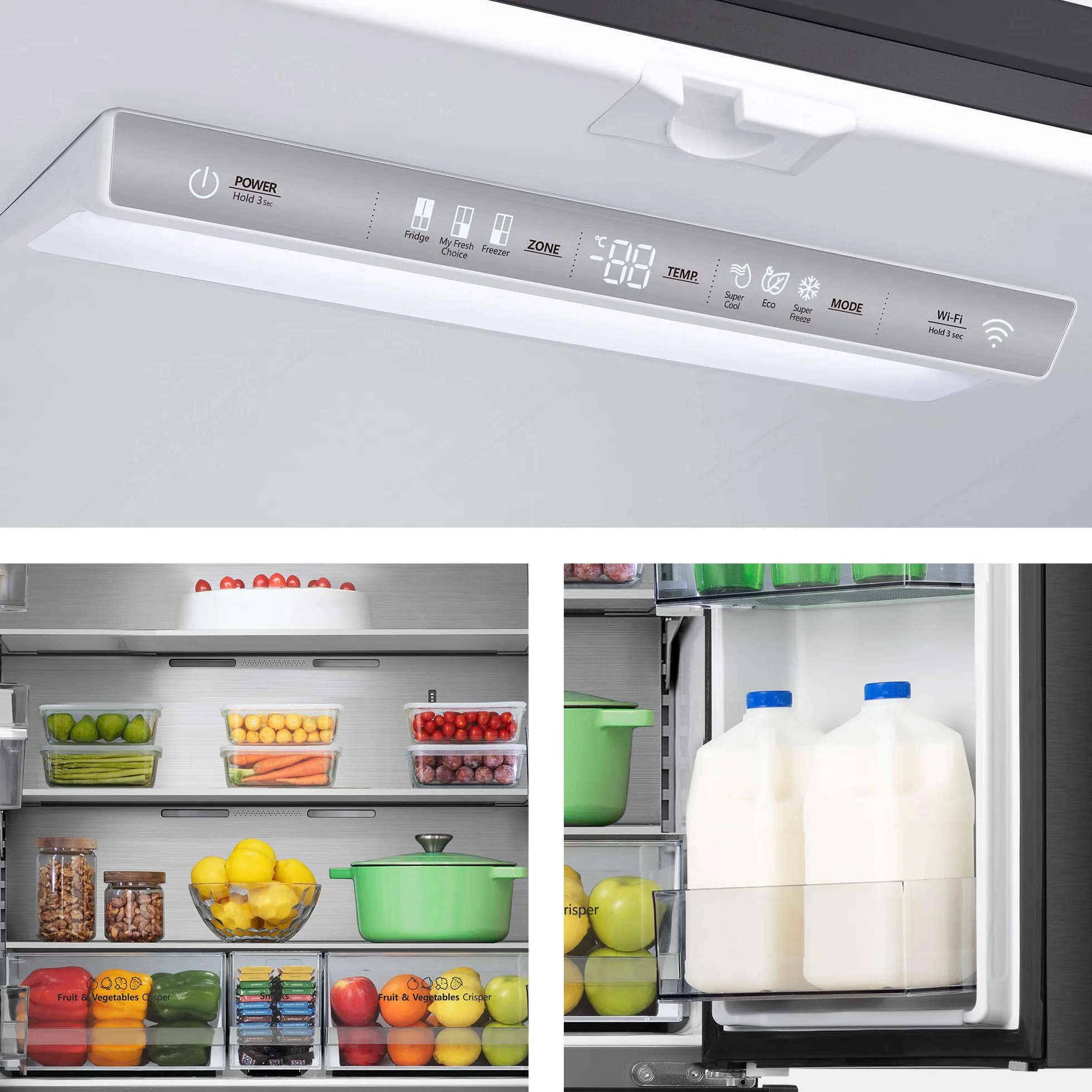 Hisense RF749N4SWFE - Frigorífico Americano Puerta Francesa Total No Frost, 579L,179cm, Metal-Tech Cooling, My Fresh Choice, Multi Airflow, Dispensador Agua con Depósito, Inverter, WiFi, Dark Inox