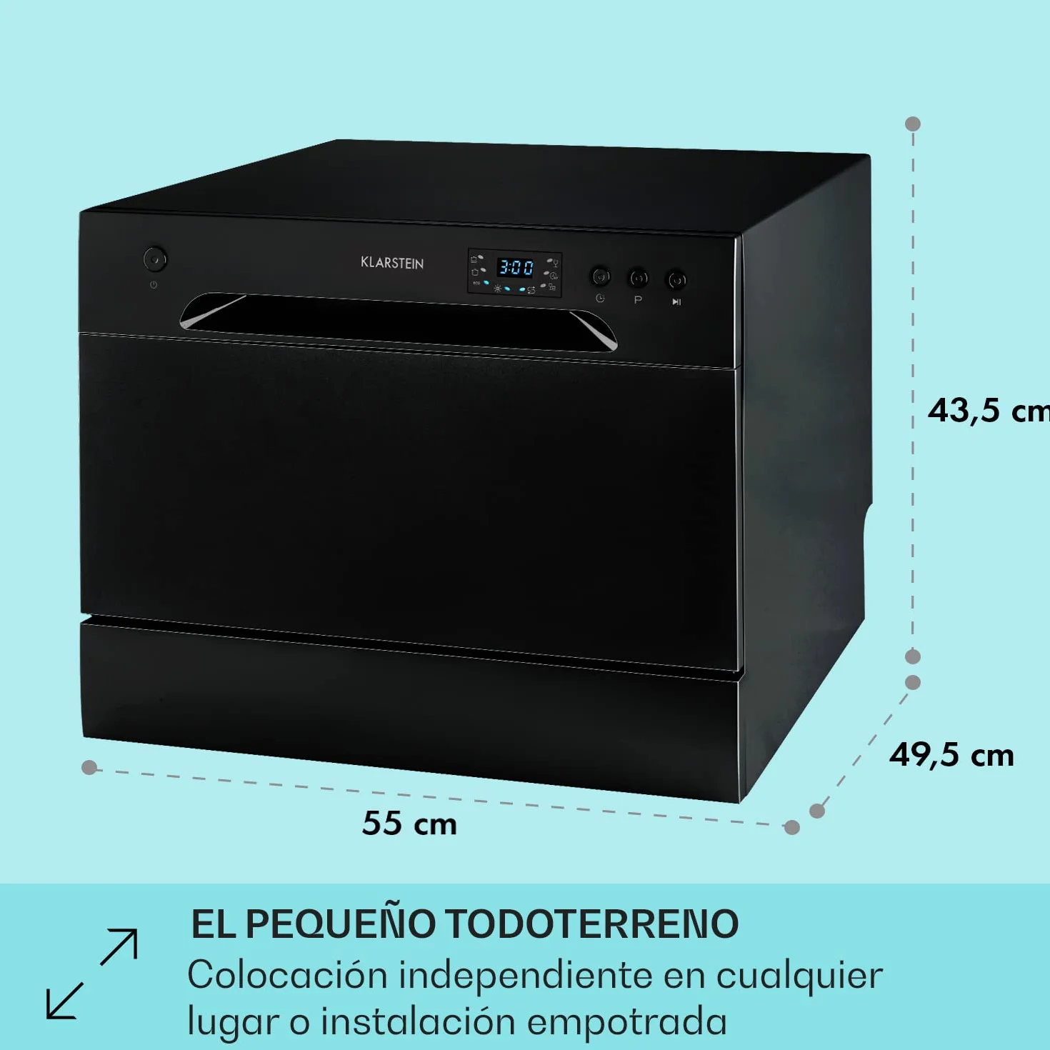 Klarstein Lavavajillas Pequeño Sobremesa, Mini Lavavajillas 6 Cubiertos, Lavavajillas Portatil de Sobremesa Silencioso 6 Programas, Lavavajillas Compacto de Mesa Sin Instalación Difícil para Casa
