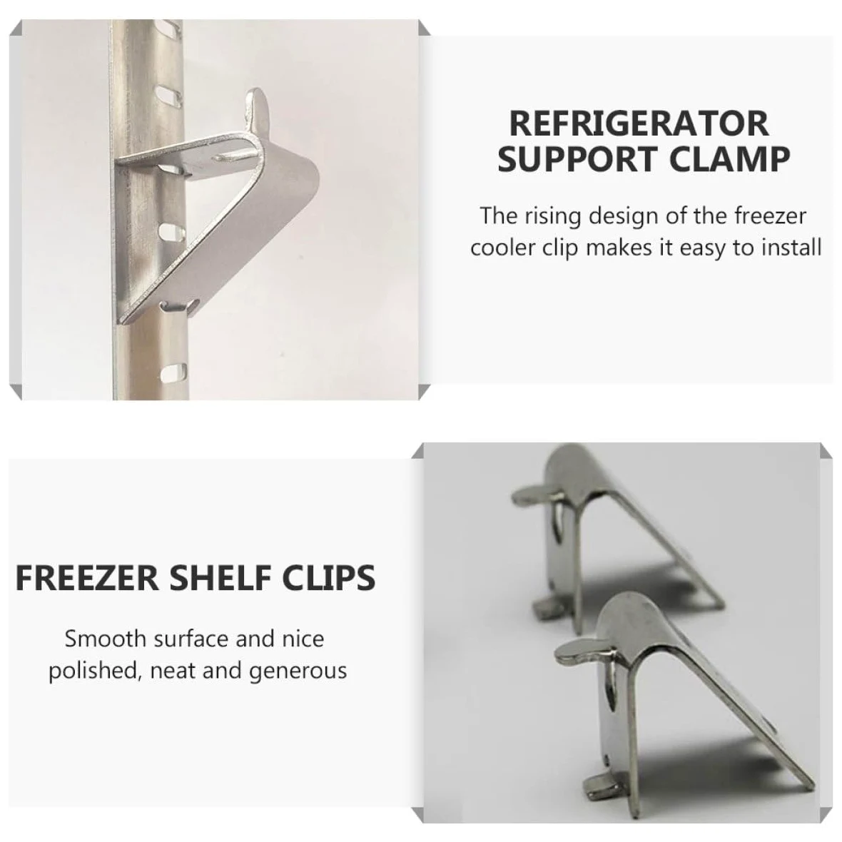KeuLen Clips for Estante de refrigerador en Forma Z Acero Inoxidable, Soportes for congelador for estanterías Metal y Madera, Uso doméstico Cocina, 25 uds