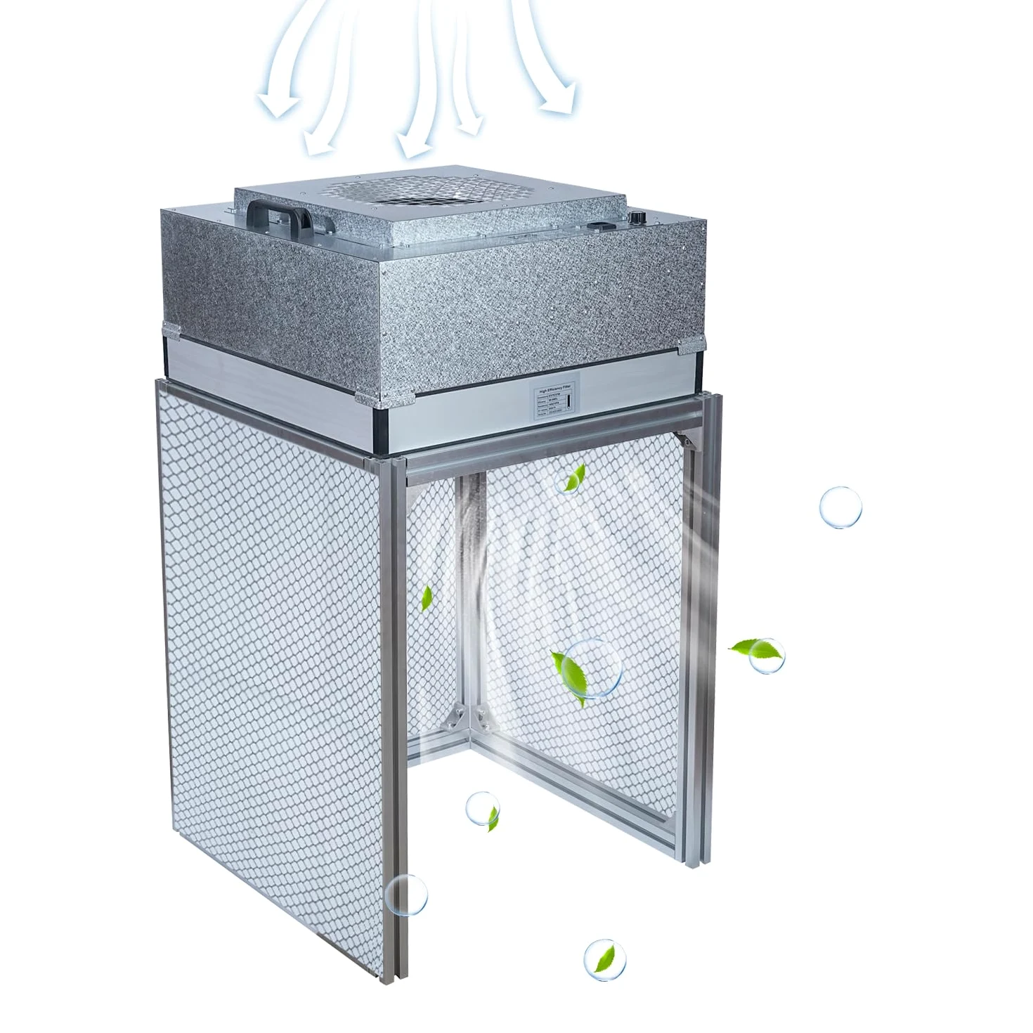 FFU HEPA H14-Filter - Campana de flujo laminar actualizada (incluye filtro HEPA) 100/ISO Clase 5 para sala limpia/laboratorio/sala limpia/sala de hongos, campana de flujo de aire laminar (22.6