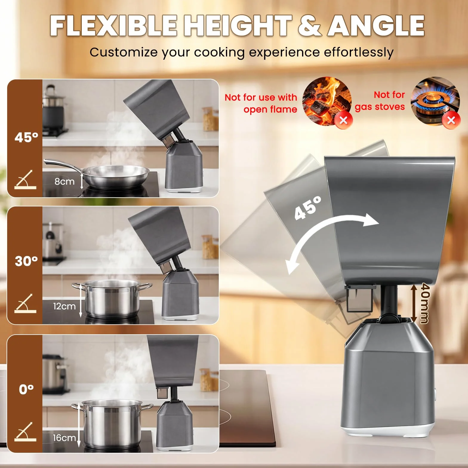 NEWTRY Campana extractora portátil, Mini Campana Sobremesa Portable con 2 filtros, Ideale per cucinare in casa e in campeggio, per grigliate e fondute