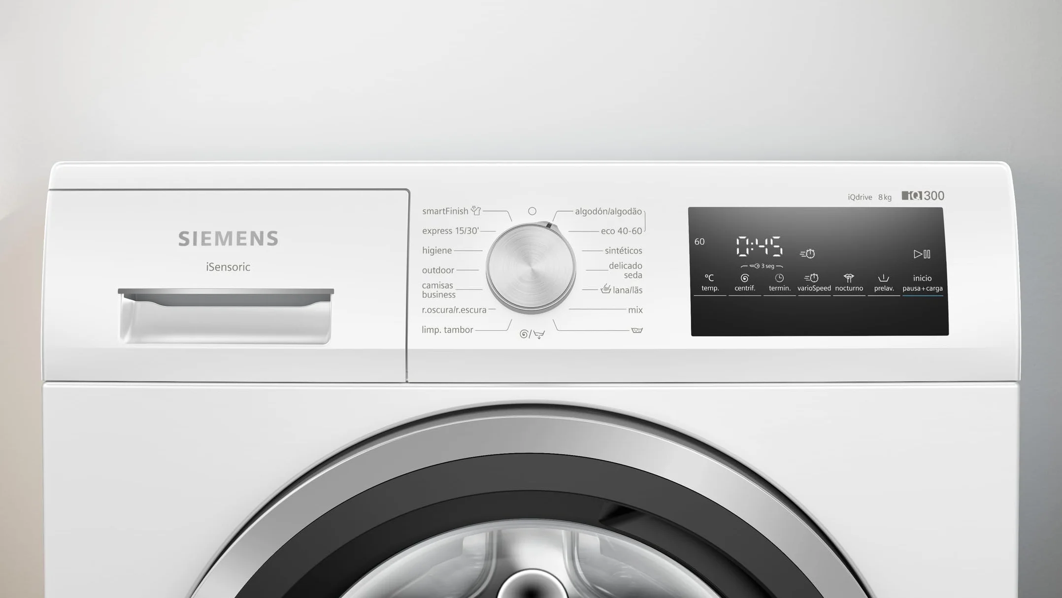 Siemens - Lavadora de carga frontal iQ300, 8 kg, 1200 r.p.m, smartFinish, Tambor waveDrum, Motor iQdrive, Blanco, WM12N265ES