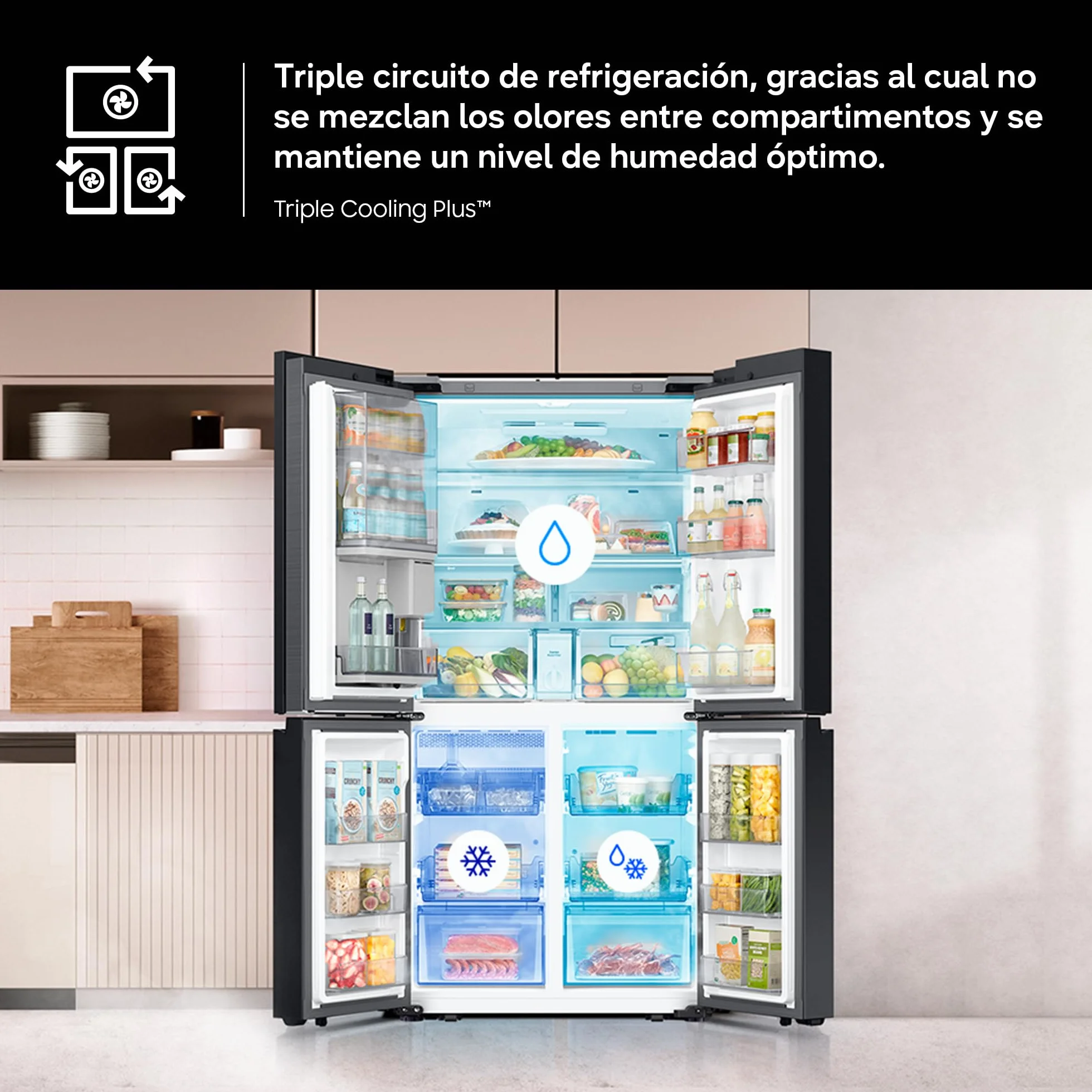 Samsung Frigorífico French Door Bespoke AI Family Hub 183cm 636L Clase E Grafito RF65DG9H0EB1EF