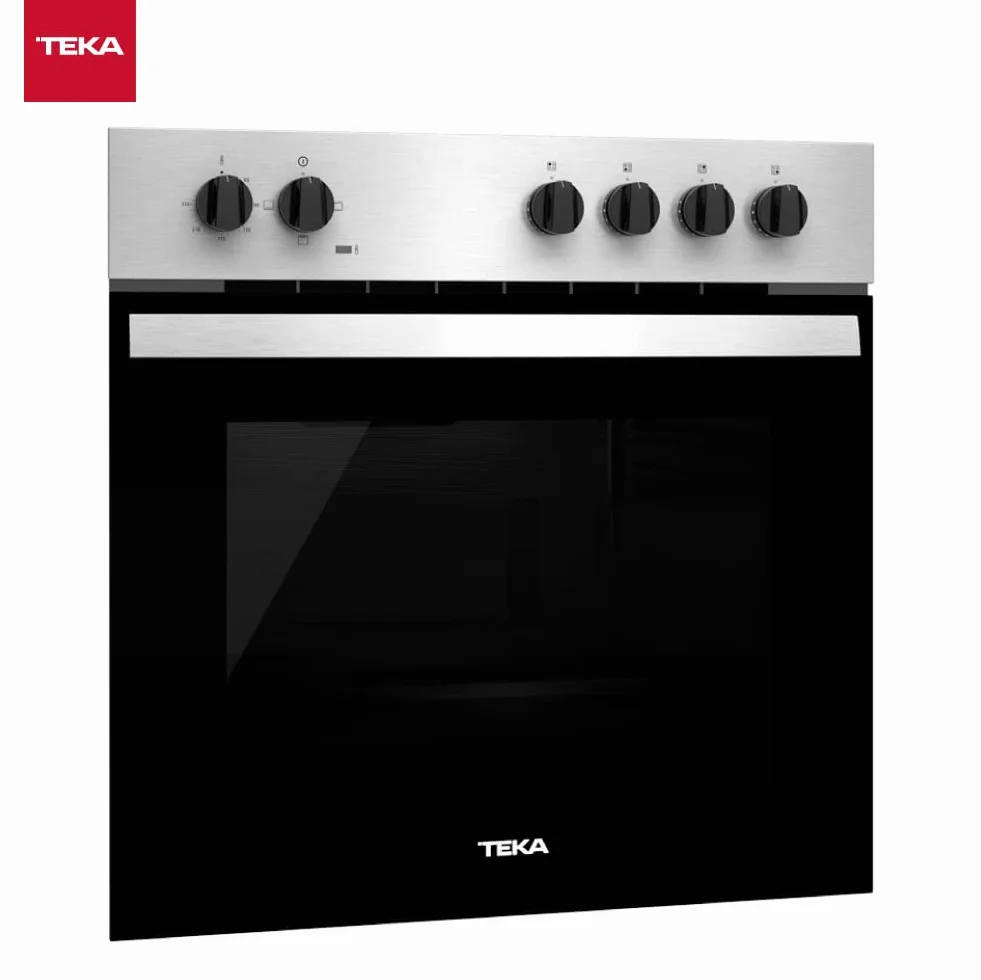 Teka HBE 435 ME - Horno Polivalente Convencional de 60 cm, 3 Funciones de Cocinado, Puerta 2 Cristales, Bandeja Profunda Esmaltada, Color Acero Inoxidable