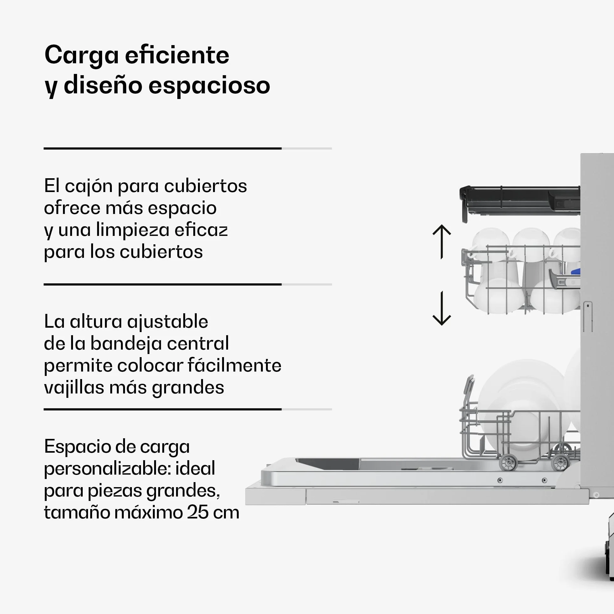 Klarstein Velaire Lavavajillas Integrable 45cm - 10 Cubiertos, 6 Programas, 42 dB, Clase B, AquaStop, Panelable, Totalmente Integrado, Acero Inoxidable