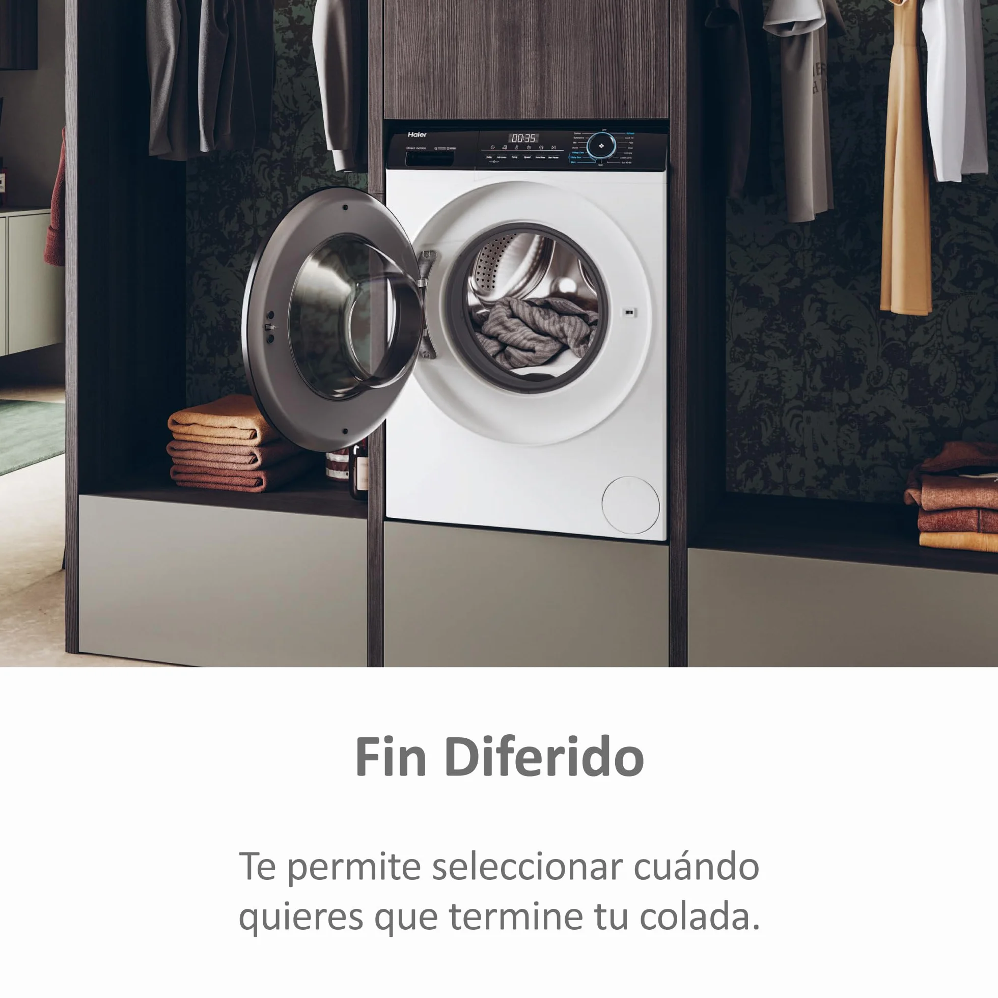 Haier I-Pro Series 3 HWD90-B14939-IB - Lavadora Secadora, Capacidad 9 kg + 6 kg, Motor Direct Motion, ABT, Refresh, Fin Diferido, Detector Kg, Libre Instalación, 60CM Ancho, 1400 RPM, Blanco