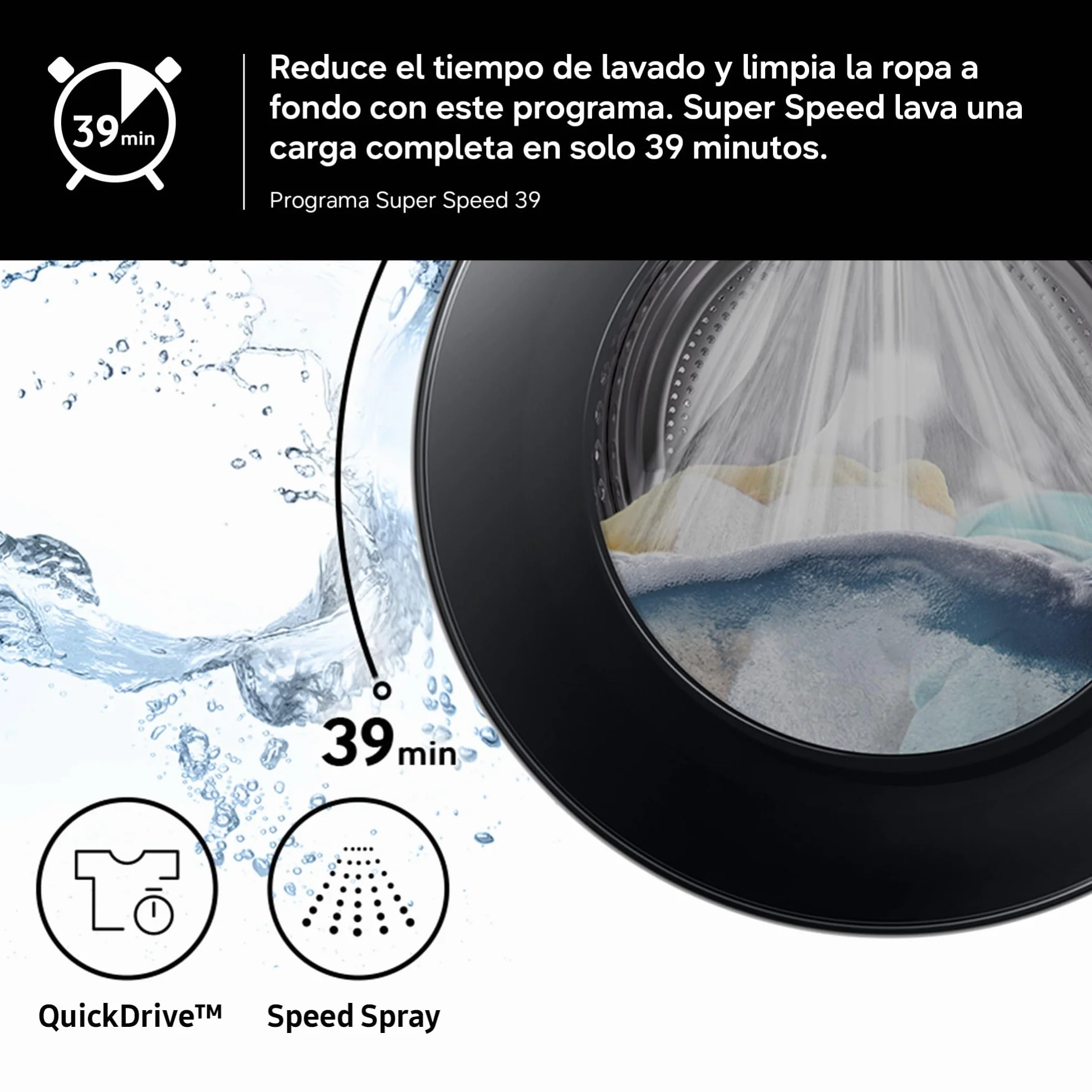 Samsung Lavasecadora AI 9kg/6kg Autodosificación Clase D Negra WD90HG6U94BBU3