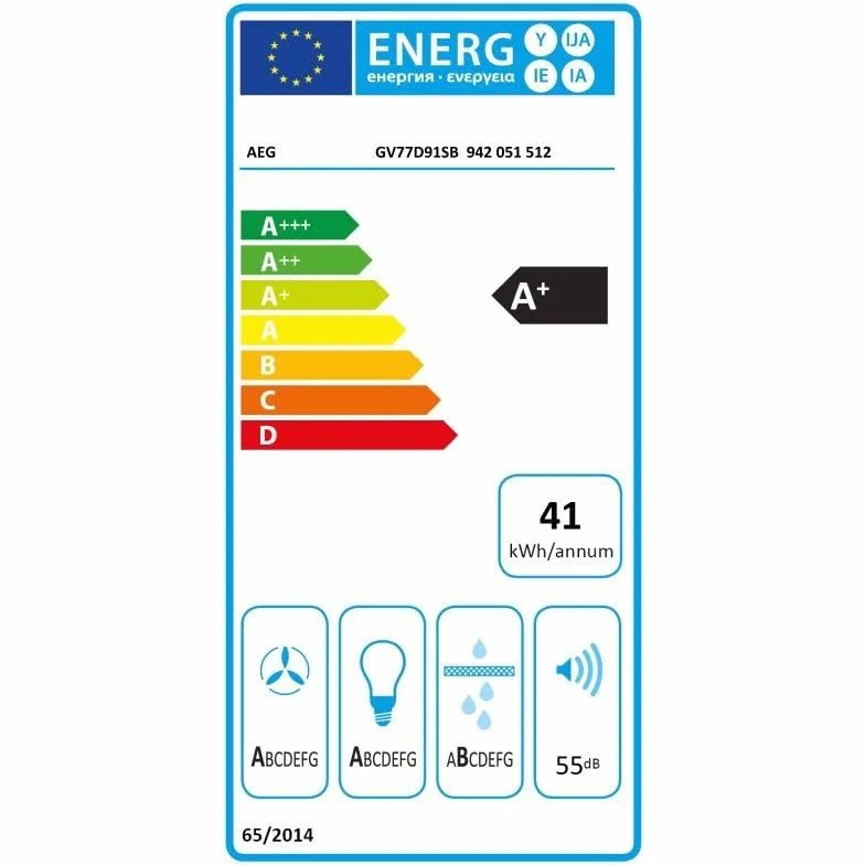 AEG Campana GV77D91SB 90 cm 760 m3/h Acero Negro