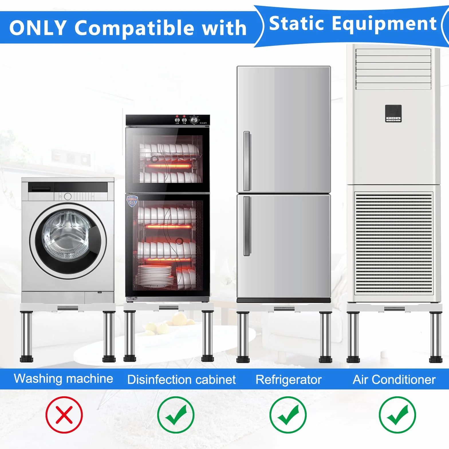 DEWEL Base para Refrigerador altura 28-31cm Ajustable Base Lavavajillas Base para Soporte Frigorifico Congelador Gabinete de Cocina y Electrodomésticos Estáticos, Largo/Ancho 45-67cm, Blanco