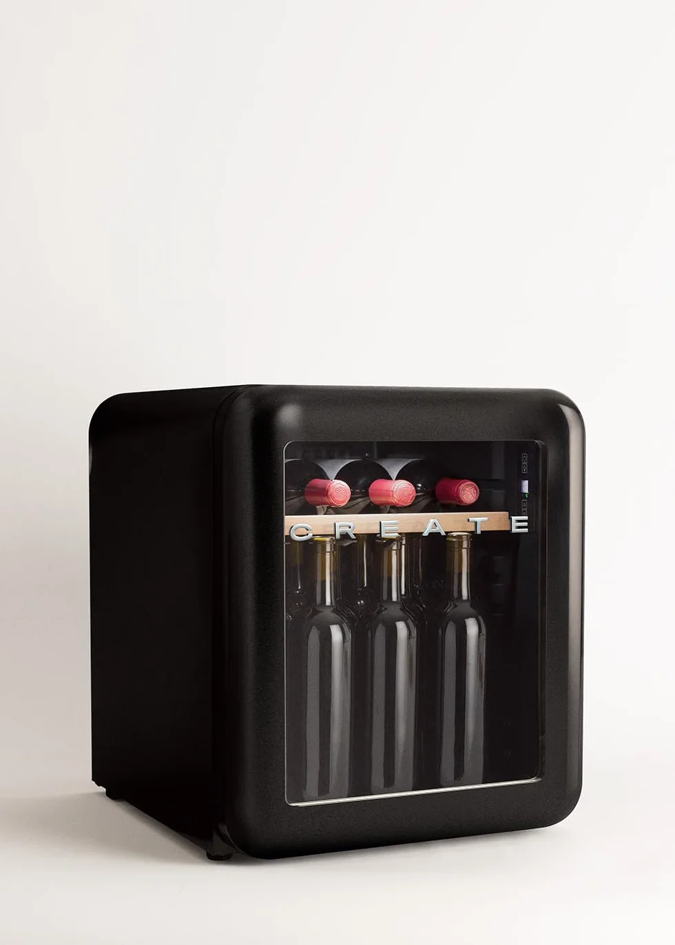 CREATE / WINECOOLER RETRO M/Vinoteca eléctrica de 12 botellas negro/Diseño Retro. temperatura regulable. 48L. botellas 75cl. Eco Friendly. 44x47.5x50 cm