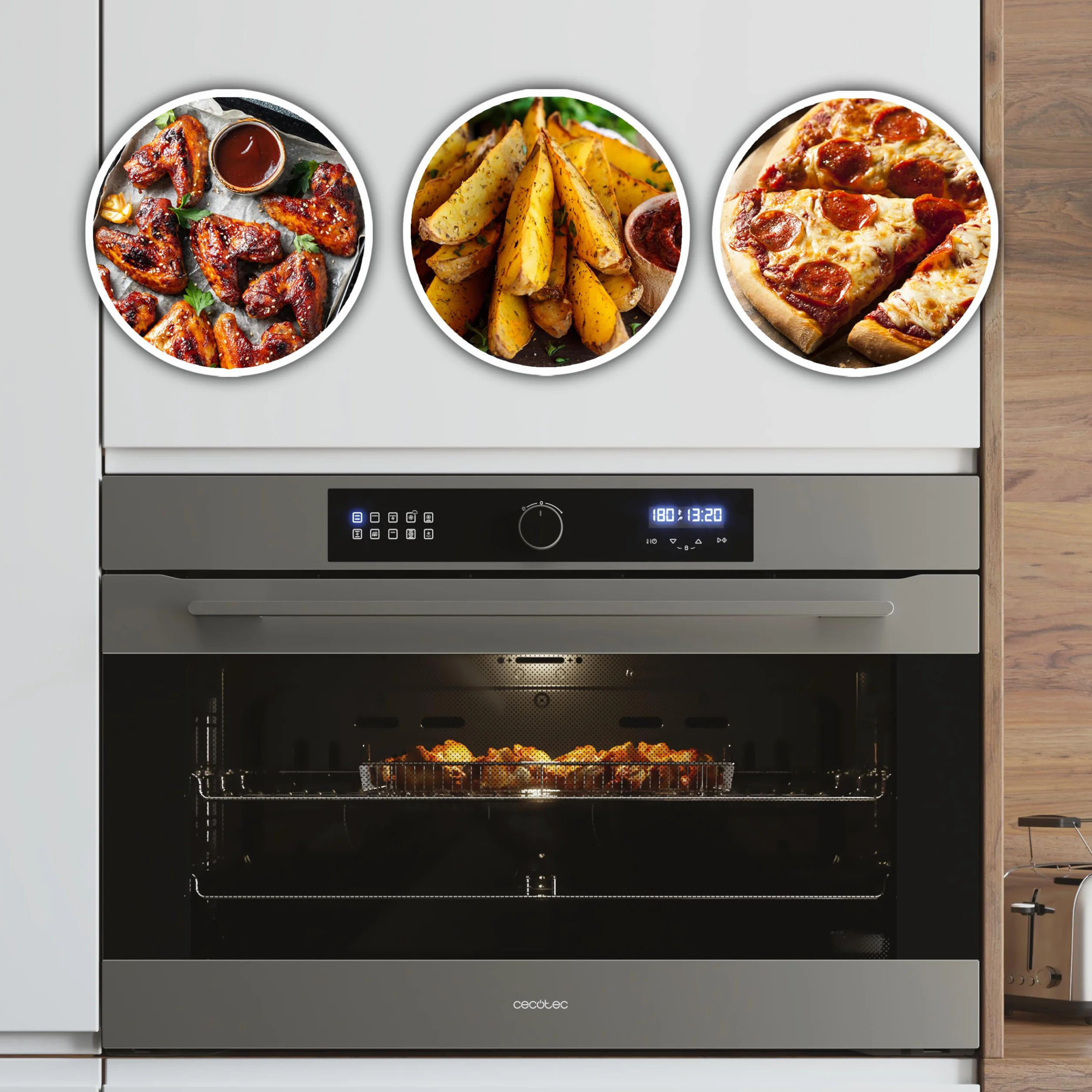 Cecotec Horno Integrable Multifunción Bolero Hexa AF319000 3800W 133L 11 Funciones Airfryer Pizza Steam