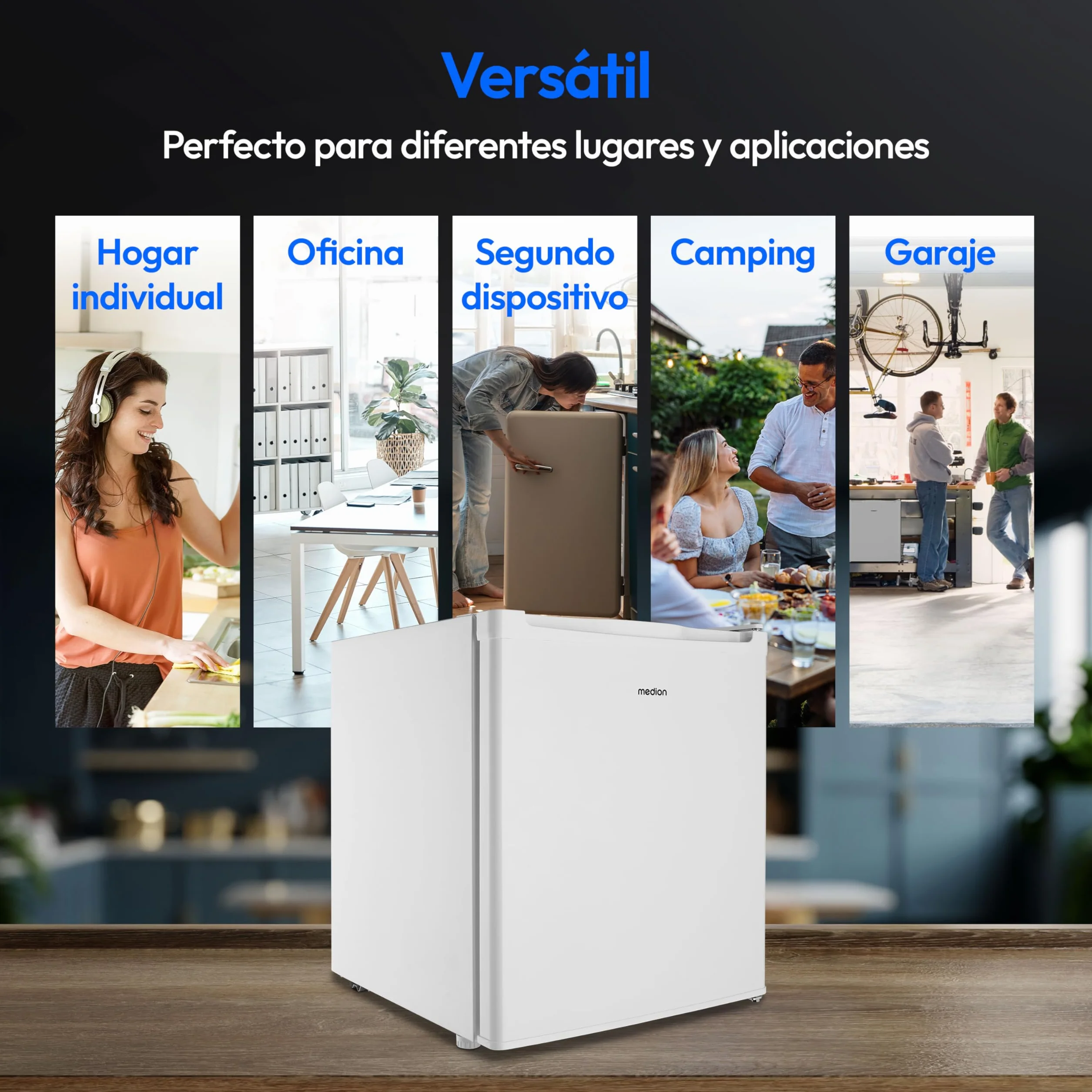 MEDION Minicongelador (33 litros de capacidad útil, 51 cm de altura, patas regulables en altura, asa empotrada, temperatura regulable manualmente, 4 estrellas, MD37675)