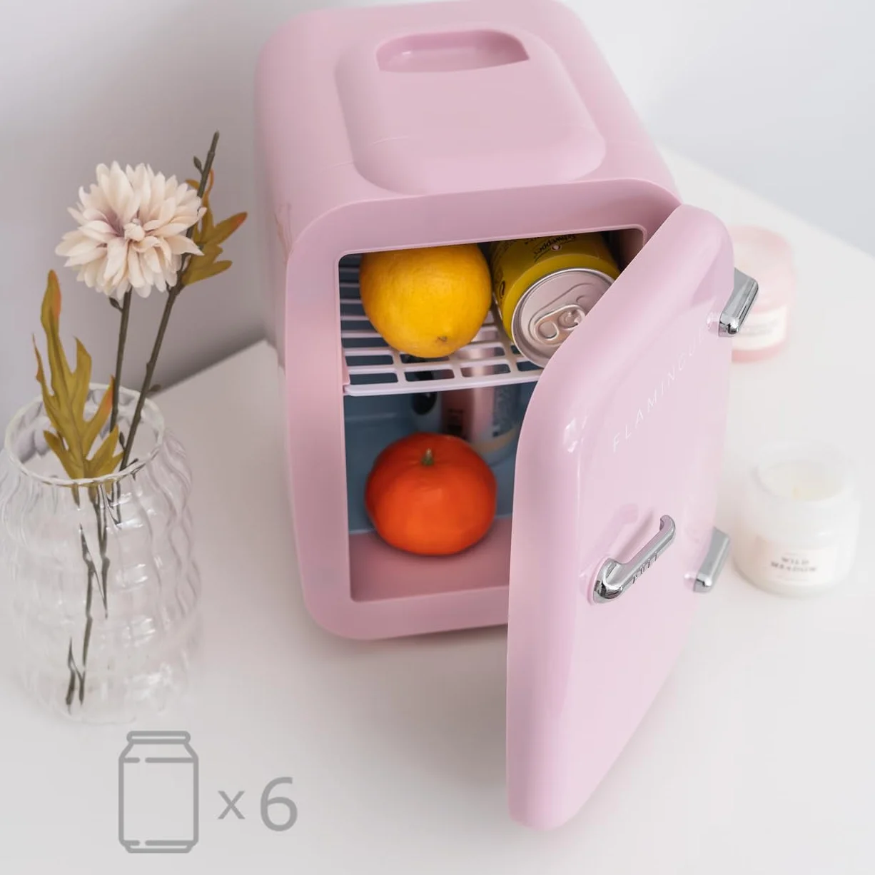 Flamingueo Nevera Pequeña - Mini Nevera 4L, Nevera Cosmeticos, 12V/220V, Mini Neveras Para Habitacion, Nevera Skincare