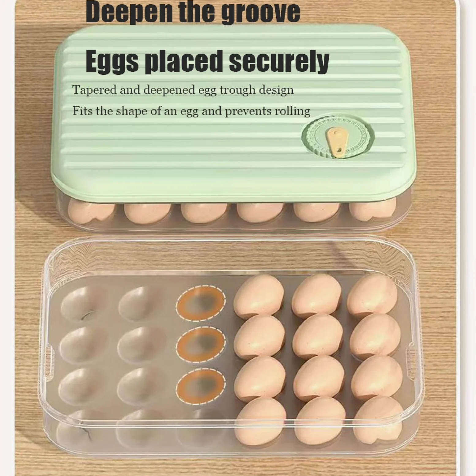 Caja de Almacenamiento de Huevos de 24 Rejillas,Soporte para Huevos para refrigerador,Almacenamiento de Huevos para encimera,Organizador de Huevos,Dispensador de Huevos para refrigerador