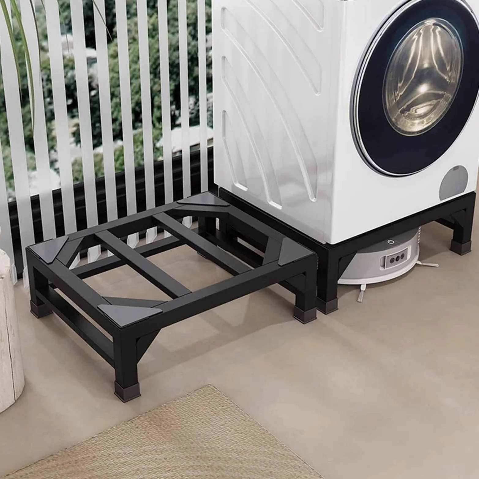 Soporte universal para frigorífico resistente con 4 pies resistentes, diseño de paleta de tierra dividida, pedestal para lavadora y secadora