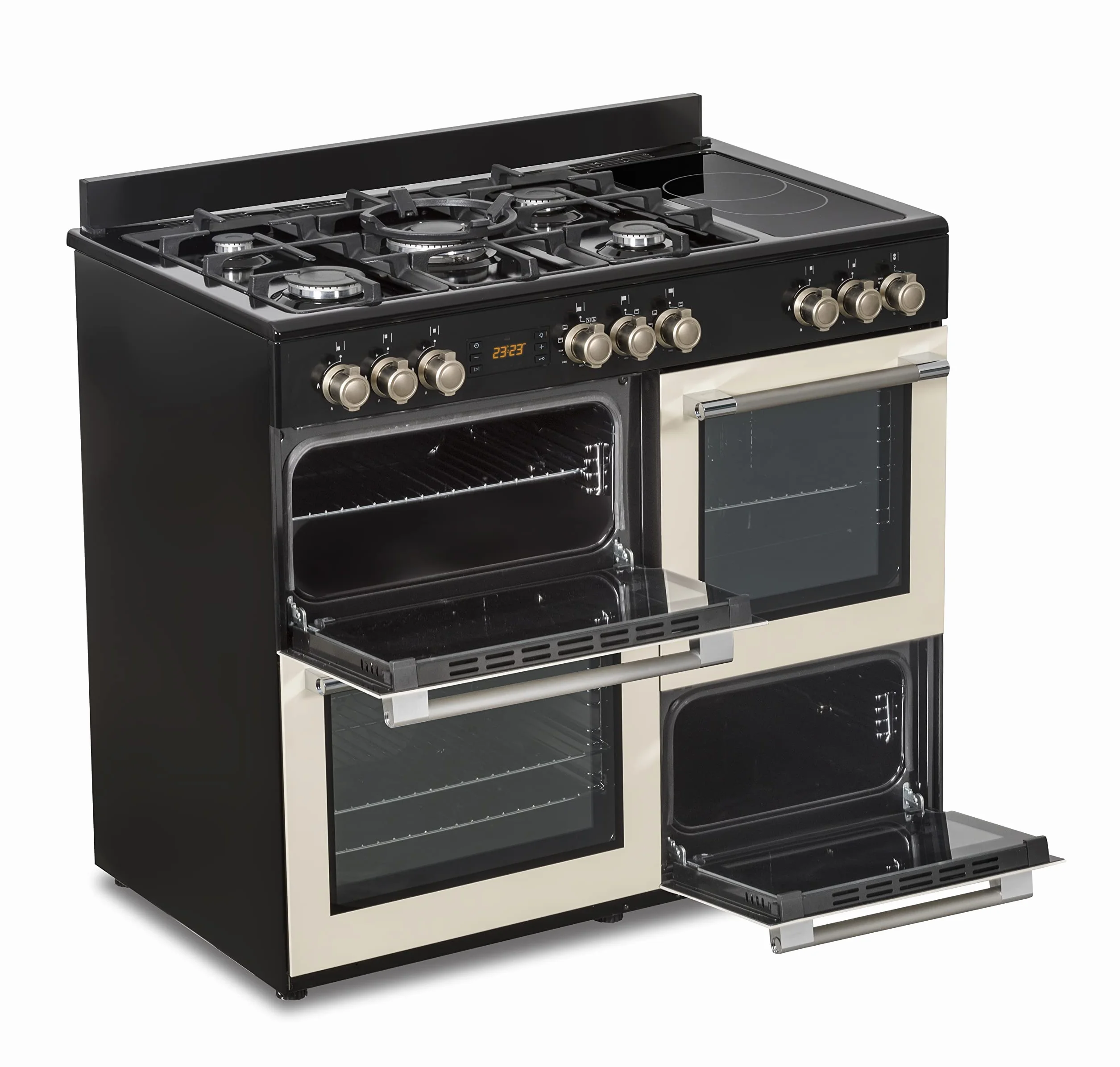 SOLTHERMIC RANGE3HOR COCINA MIXTA PROFESIONAL 5 FUEGOS GAS 2 VITRO 3 HORNOS TEMPORIZADOR TURBO