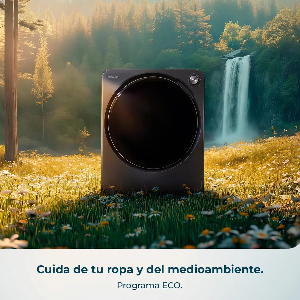 Cecotec Mini Secadora de Evacuación 2,5Kg Bolero DressCode Dry 3150V Dark. 950W, 6 Programas, Programa ECO, Control Knob Intuitivo, Secado Rápido y Eficiente, Ideal Espacios Pequeños, Acero