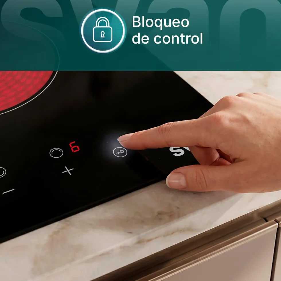 Svan Placa Vitrocerámica Cristal negro SV2302 2 Zonas 3000 W 9 Niveles Control táctil
