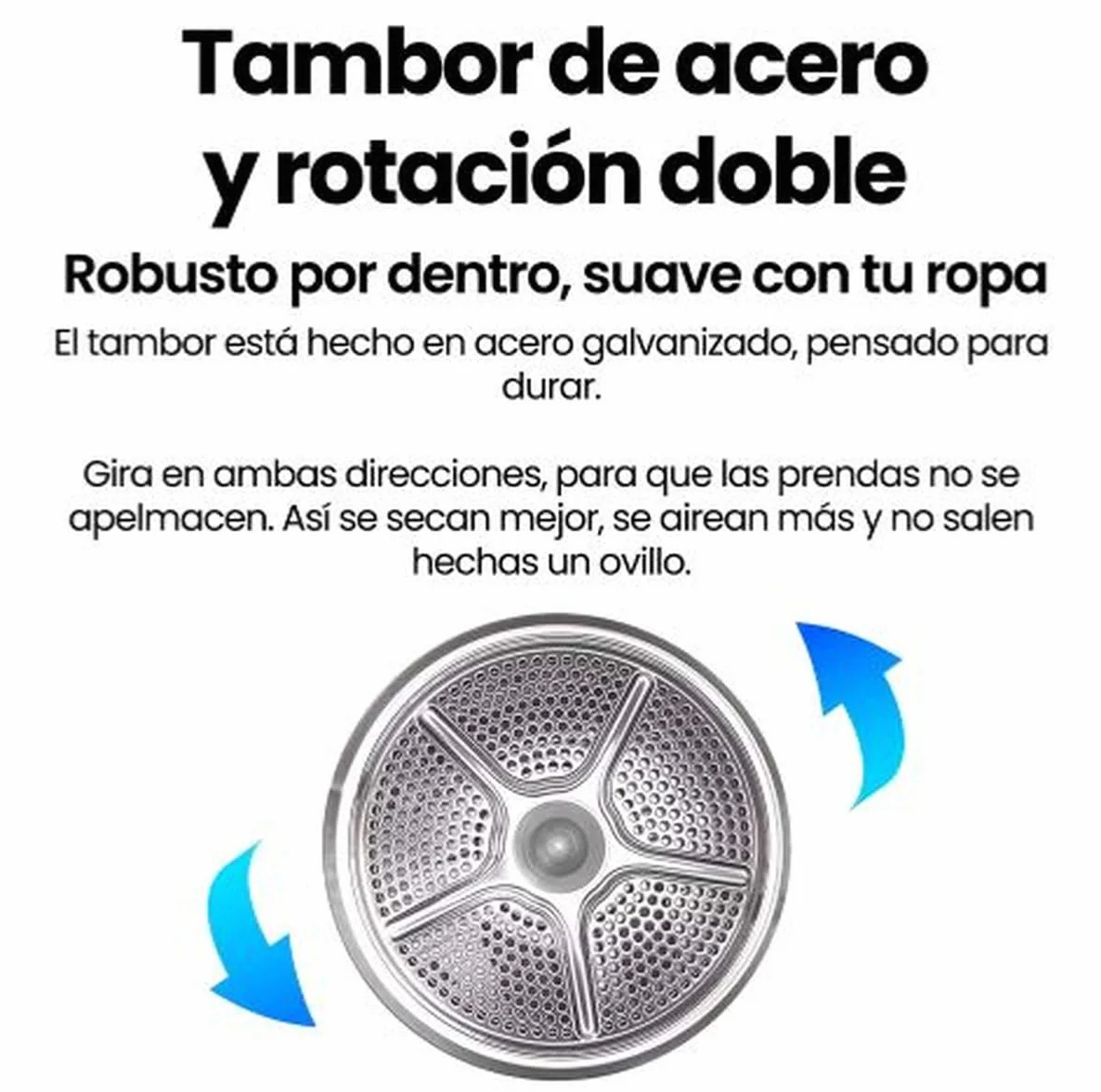 Secadora Bomba de Calor Infiniton SD-A85BB, 8 kg, 85 cm de Altura, 14 Programas, Función Antiarrugas, E, Cesto interior de acero galvanizado, Pórtico extra grande con 375mm (SD-A85BB || Blanco)