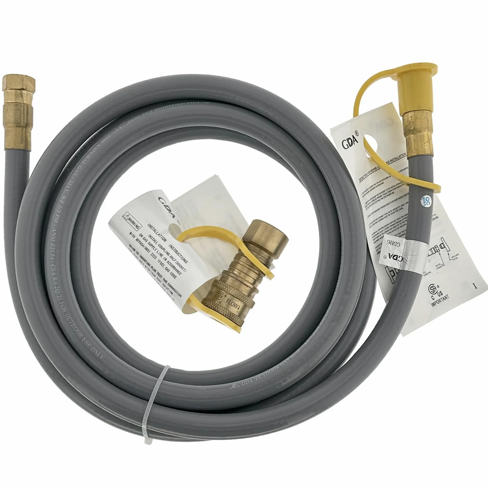 Manguera de gas natural de 3/8 pulgadas de diámetro interior con conexión rápida, línea de gas natural para parrilla, horno de pizza, calentador y más aparatos de baja presión, certificado CSA