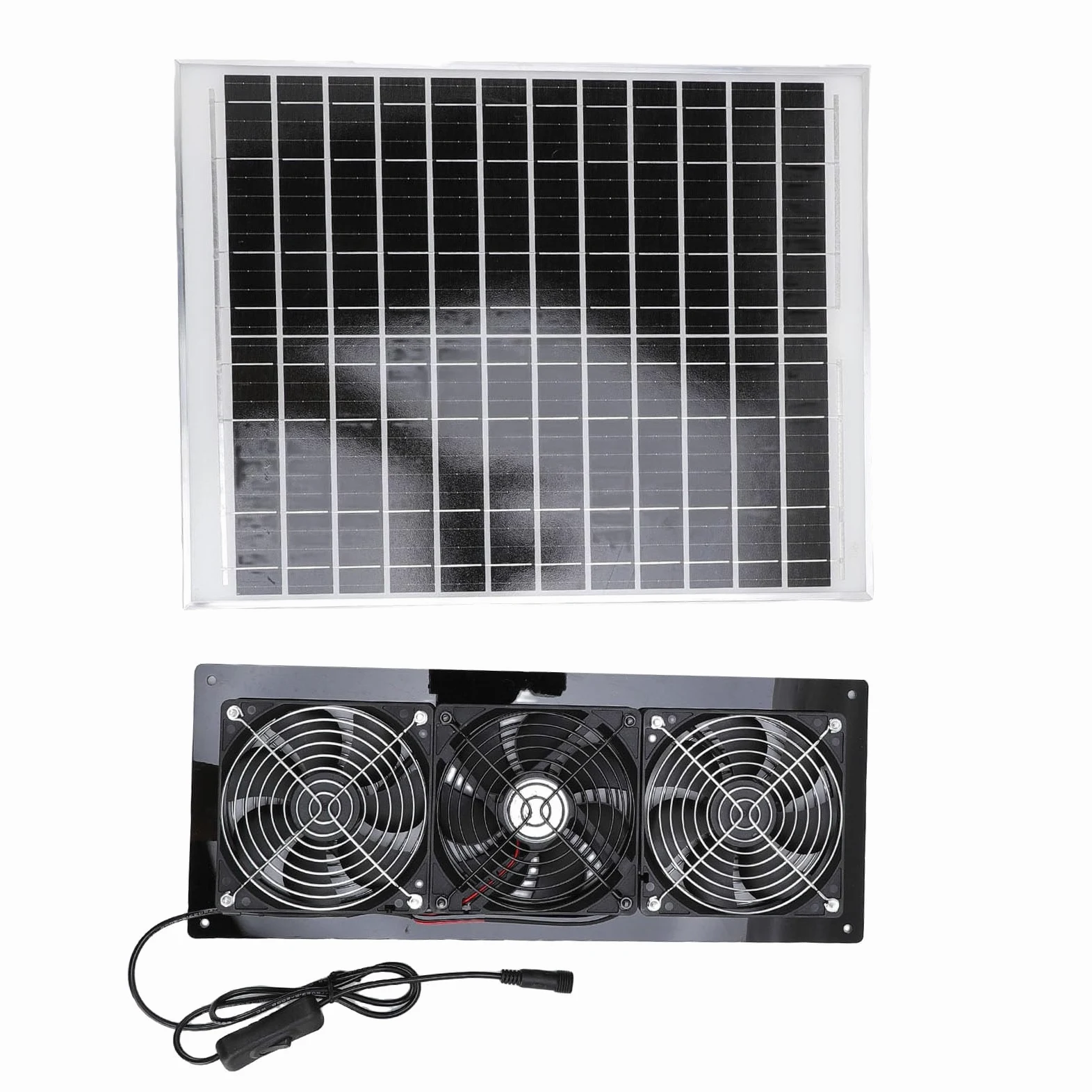 Generic Kit de Ventilador de Escape con Energía Solar, 25W, Resistente a la Intemperie, para Gallinero, Invernadero, Casa para Mascotas, Ventilación de Alta Eficiencia