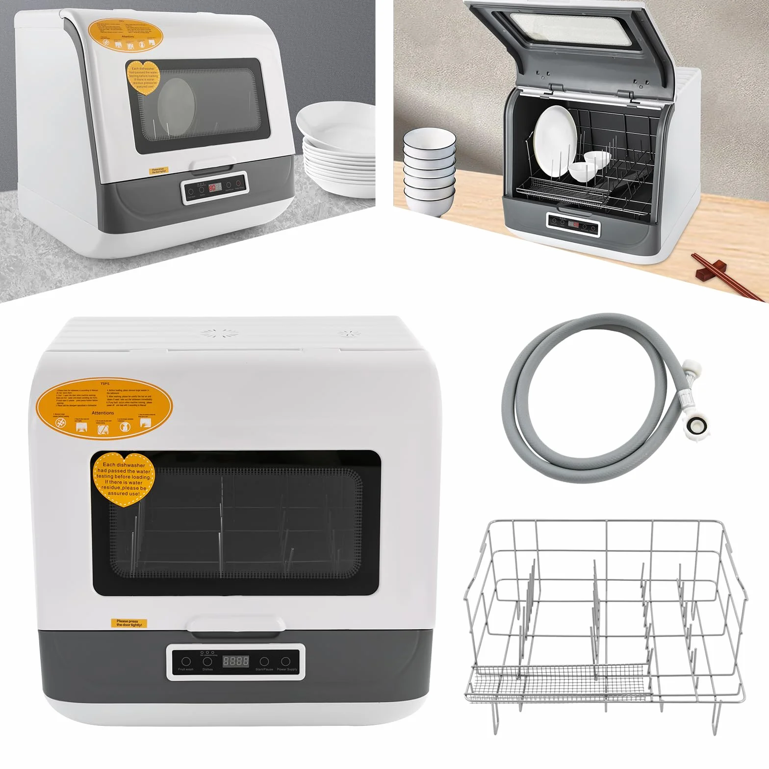Mini lavavajillas, 800 W, IPX1, lavavajillas de mesa con 3 programas de lavado, pequeño, para oficina, camping, caravana, espacio para 12-20 cubiertos, 45 x 40 x 44,8 cm (blanco)