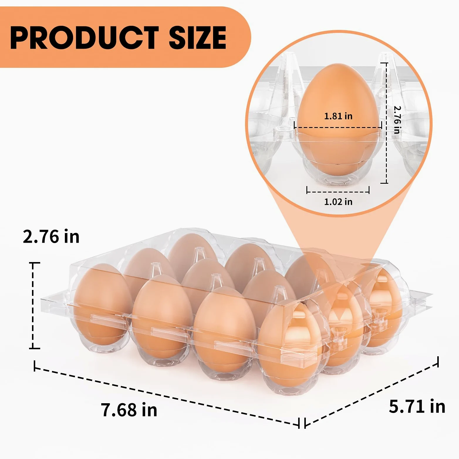 Paquete de 180 cajas de huevos a granel, 12 recipientes de plástico transparente para huevos de gallina, soporte reutilizable para huevos de gallina, exhibición de mercado comercial, embalaje de