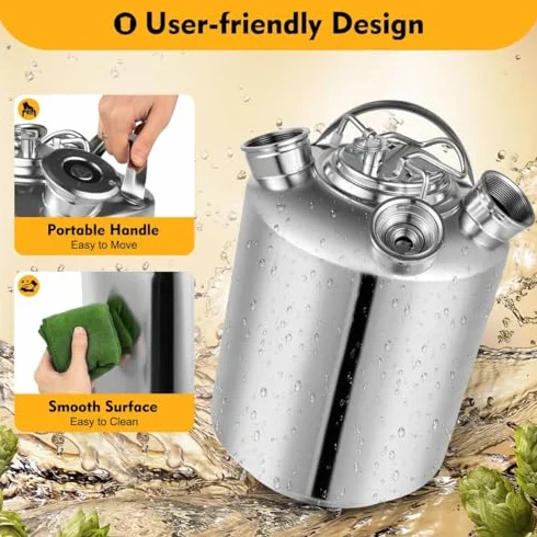 Limpiador de líneas de cerveza, contenedor multifuncional de acero inoxidable para mantenimiento del dispensador del hogar