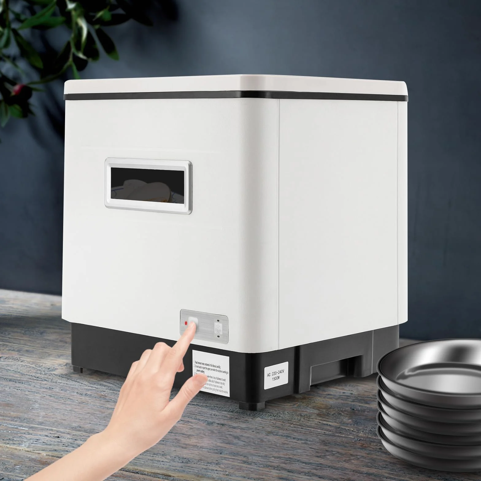 Lavavajillas de mesa, 1500 W, función de secado, para cocinas pequeñas, apartamentos, 60 L, wi dishwasher pequeño, para casa, oficina, camping con conexión de agua