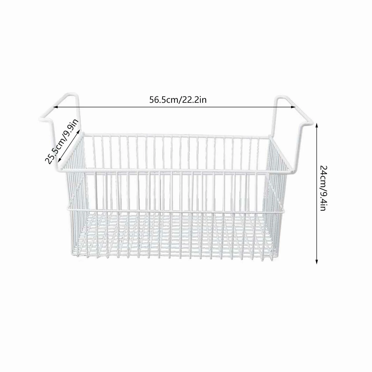 Cesta para Congelador Horizontal, Contenedor Organizador de Alambre para Refrigerador, Cestas de Almacenamiento de Alambre para Congelador (Largo 56,5 cm x ancho 25,2 cm x alto