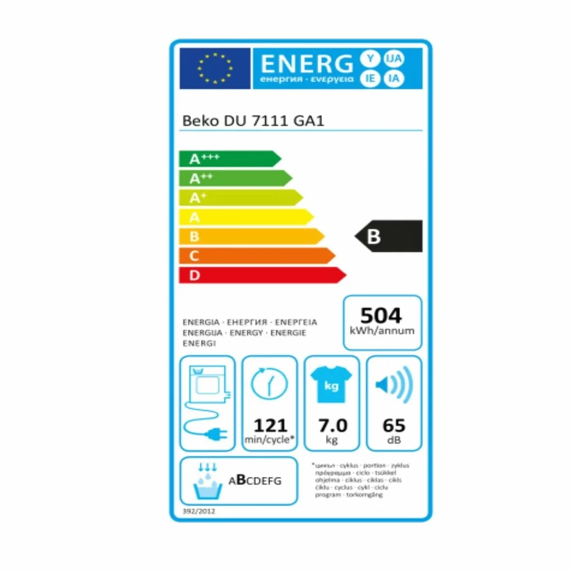 Beko Secadora DB7111GA1 7K B COND DSP
