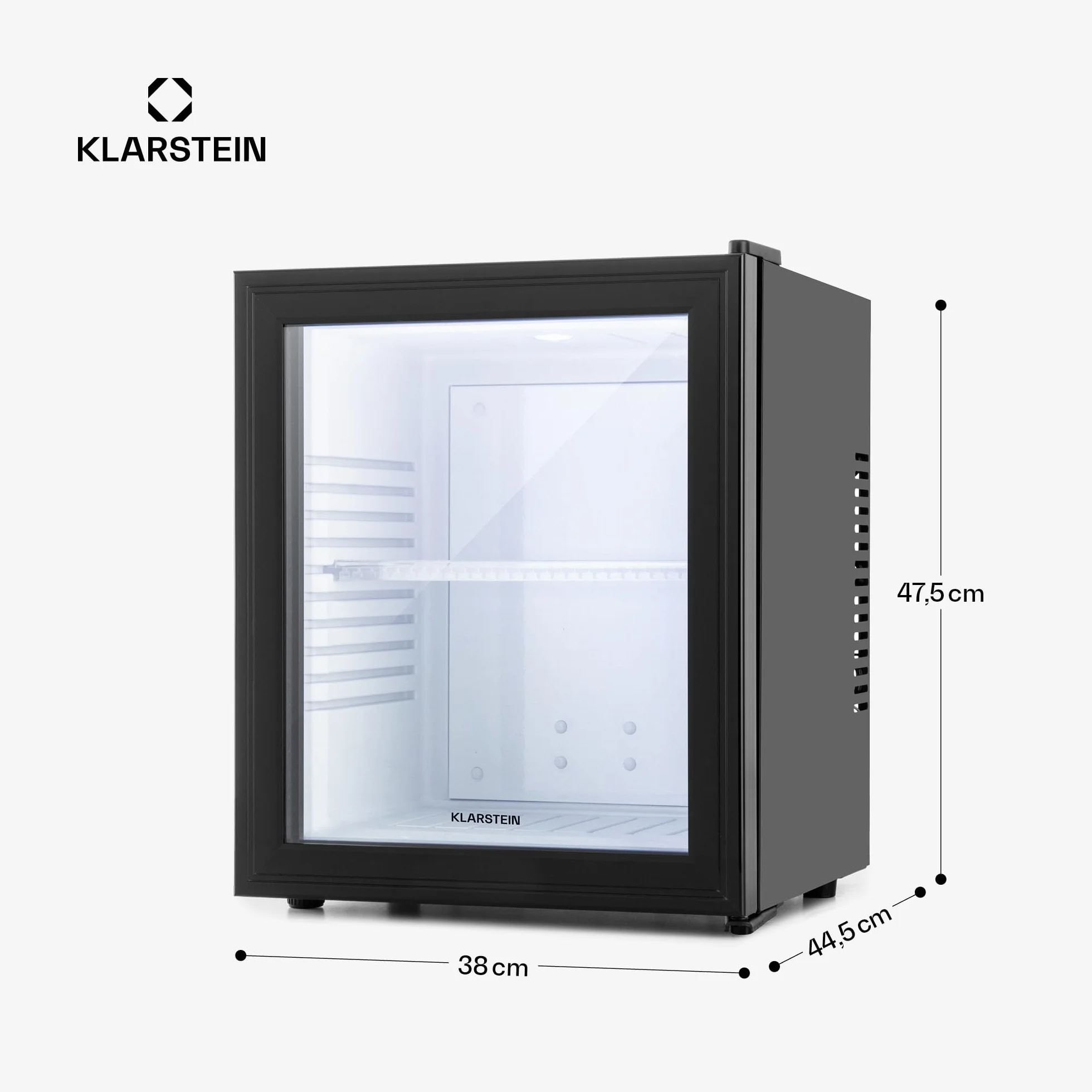 KLARSTEIN Brooklyn Nevera Pequeña Portatil Eléctrica Puerta Cristal, Mini Nevera Silenciosa para Casa y Oficina, Frigorificos Pequeños Refrescos, Cervezas, Estantes Extraíbles, Minibar 12-18°C, 30 l.