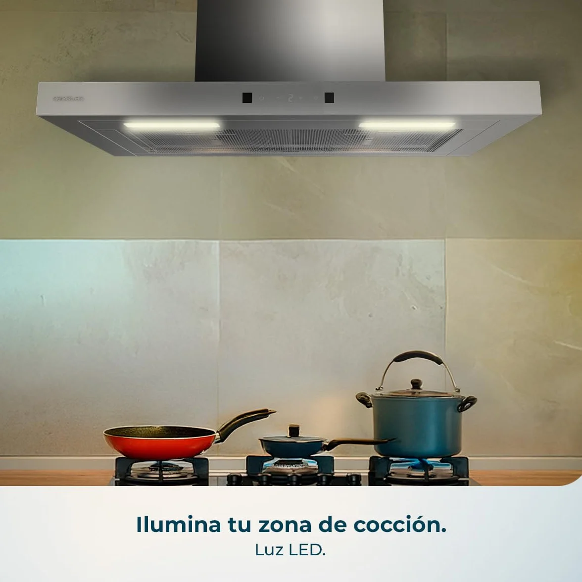 Cecotec Campana Extractora en forma de T Bolero Flux TT 604400 Inox A++, 60cm, 413,3m³/h de succión, Clase A++, Control Táctil Invisible, Hand Movement Control, Función Booster, Filtros Lavables