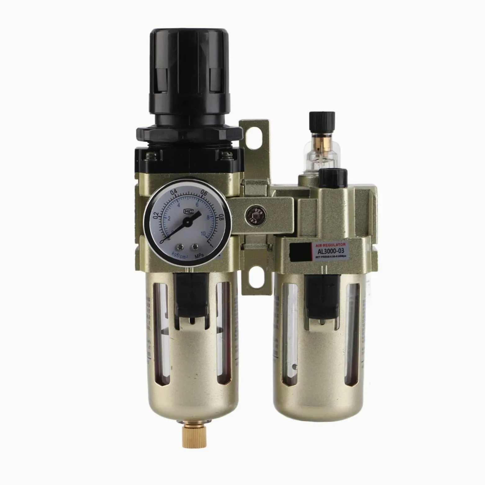1 unidad AC3010-03 regulador de presión de aire comprimido de aleación de aluminio trampa de humedad filtro de agua 3/8 "con manómetro