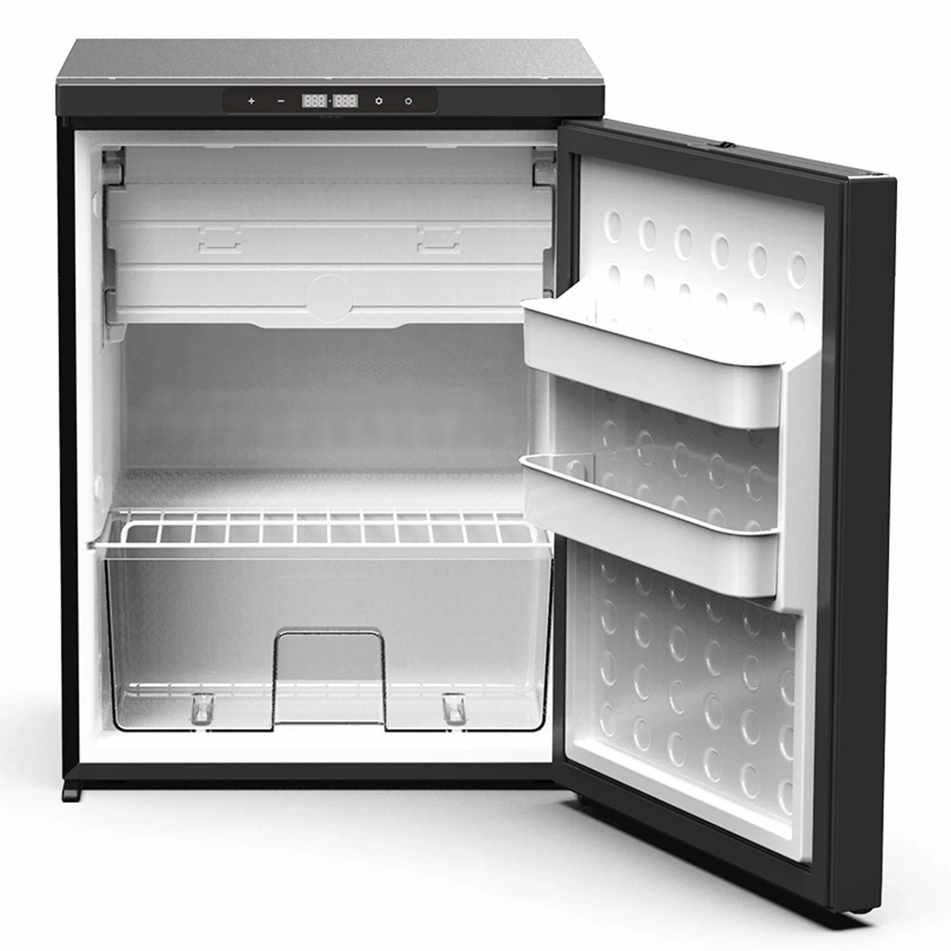 Nevera con compresor de 65 l con control por aplicación, 12 V, 24 V, ahorro de energía, minifrigorífico con puerta de apertura lateral, nevera pequeña con función de congelador, para coche, camión