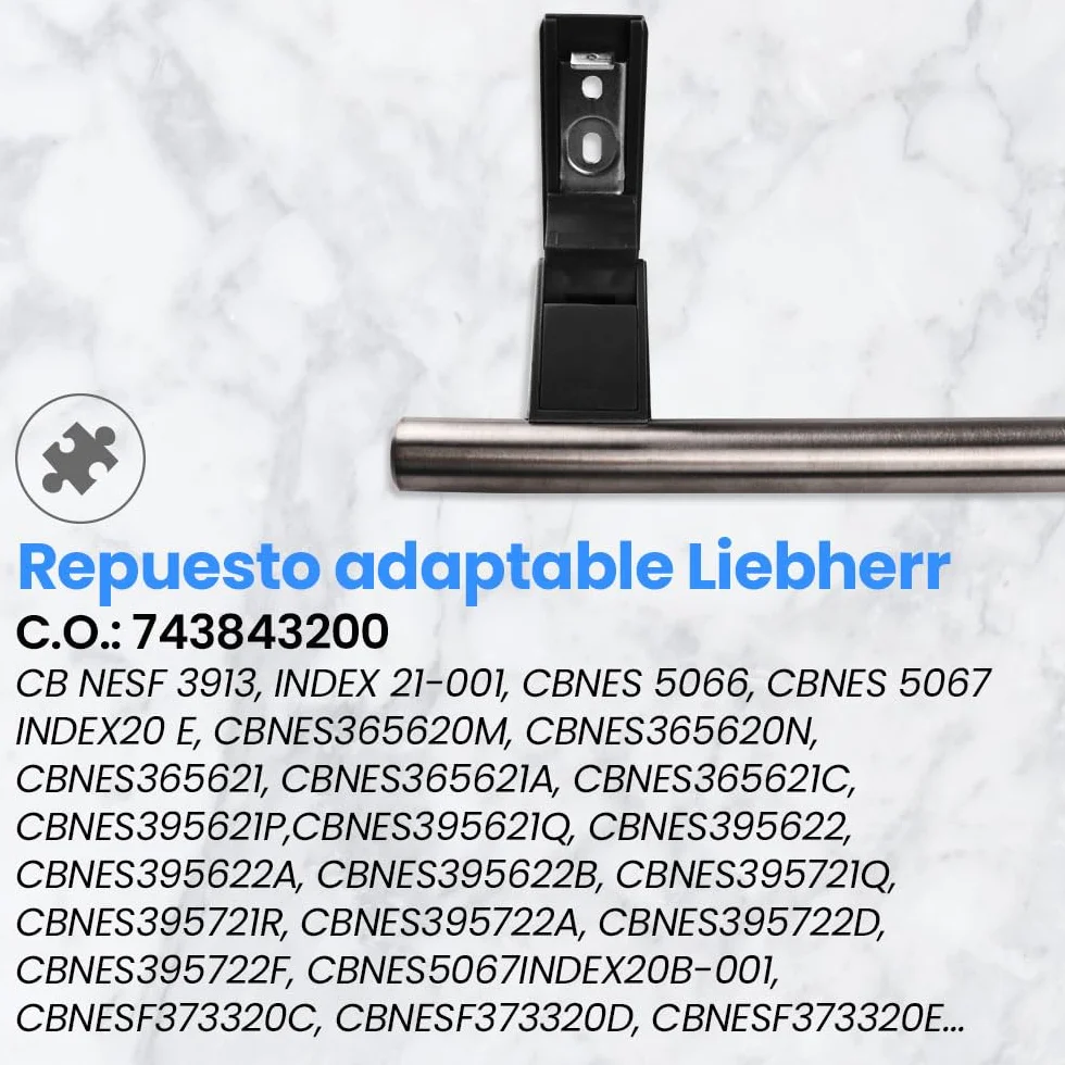ANAKEL HOME Repuesto Tirador Frigorífico 743843200 Compatible con Frigorífico Liebher, Tirador de Puerta Frigorífico | Acero Inoxidable, 45,8 cm