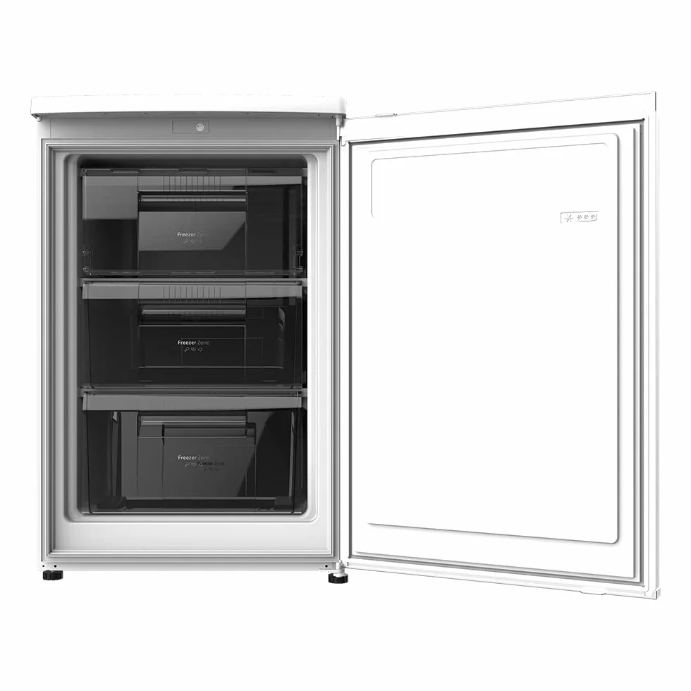 Cecotec Congelador Vertical Mini Bolero CoolMarket TF 90 White. 90 Litros, Altura 84,5 cm, Ahorro Energético, Puerta Reversible, 2 Cajones y 1 Bandeja, Blanco