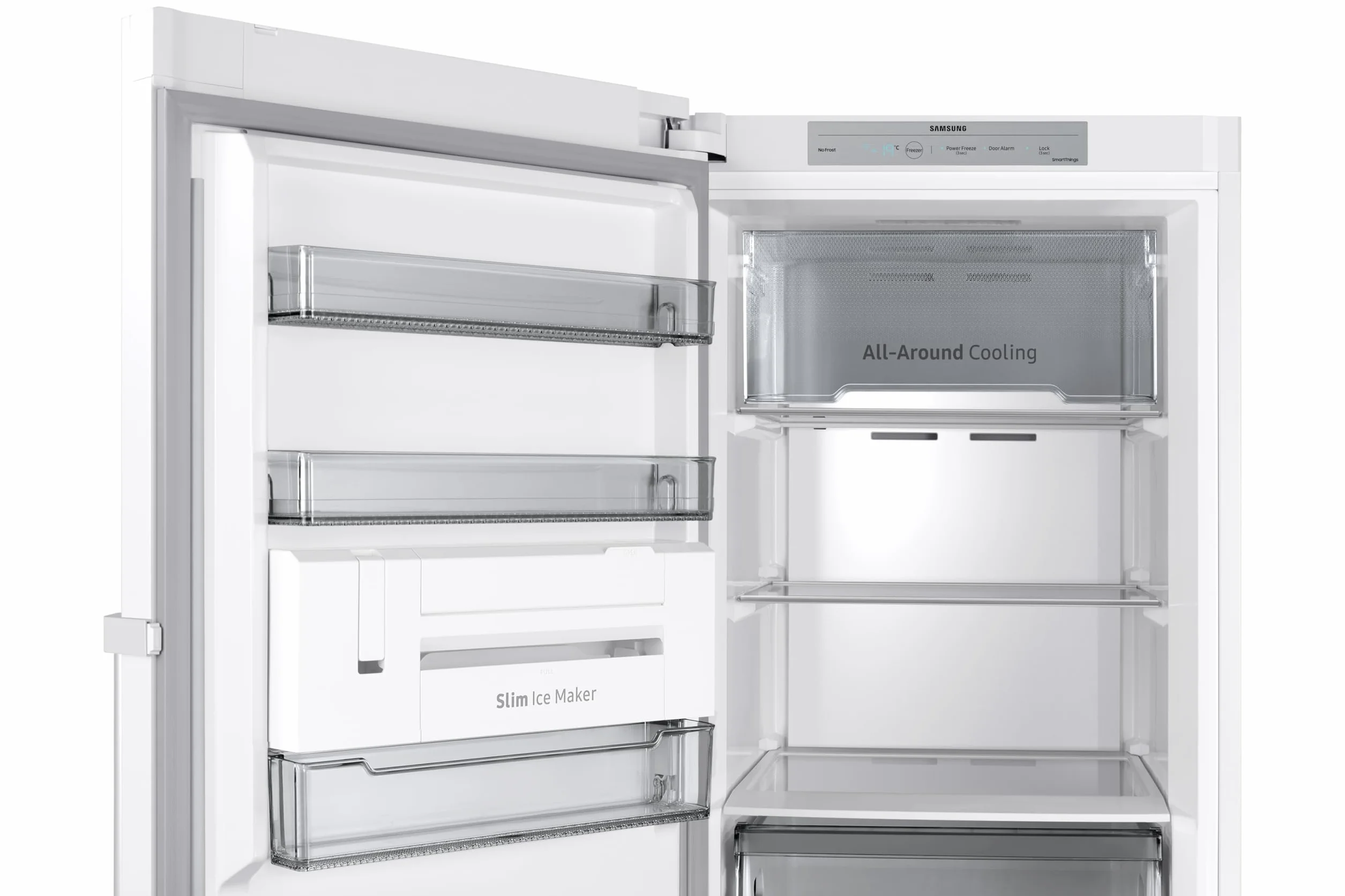 Samsung Congelador Vertical 186cm, 323L, Clase E, Color Blanco, SmartThings, AI Energy Mode, Tecnología SpaceMax™ - RZ32C7ADEWW/EF [Clase de eficiencia energética E]
