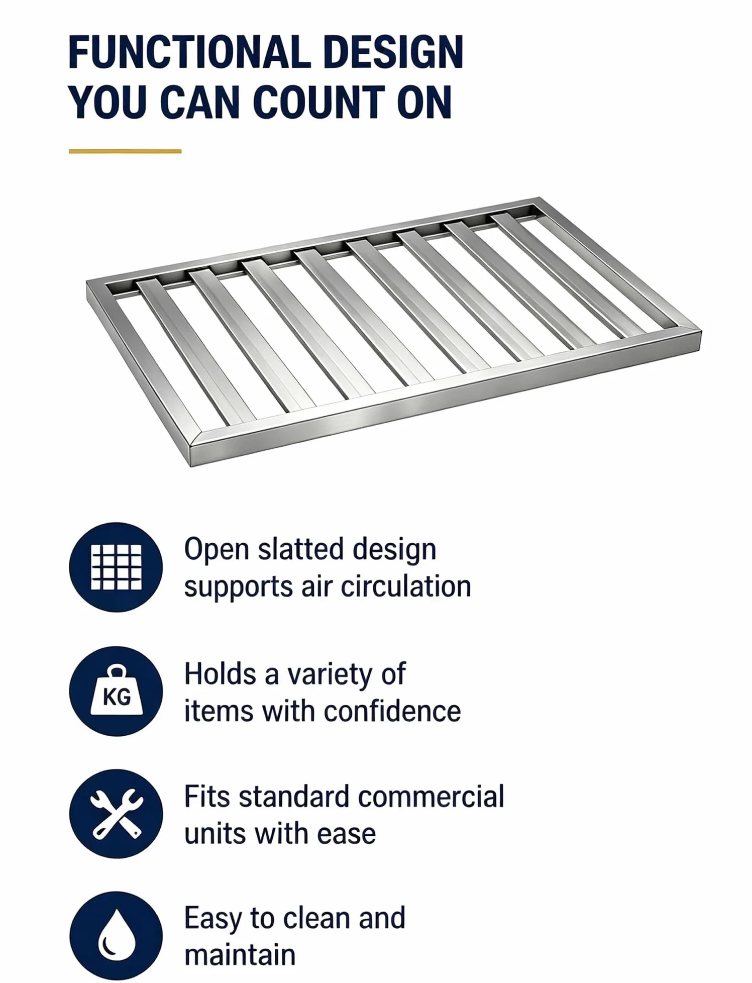 Estante acero inox 304 for frigorífico y congelador comercial | Rejilla de repuesto en acero inox 304 for vitrinas, congeladores y equipos de refrigeración(108x53cm/42.5x20.9in)