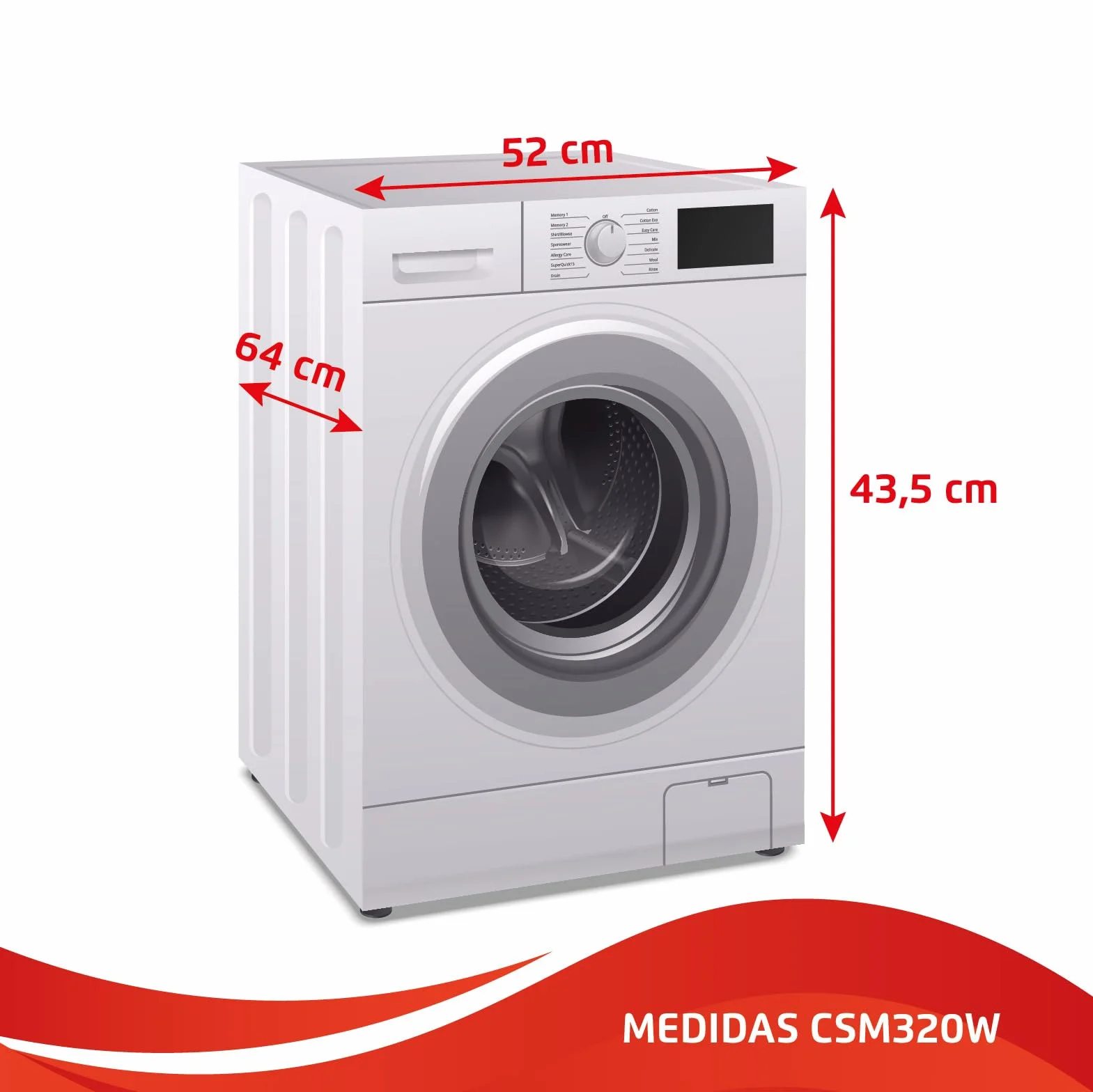 Corberó Secadora de Evacuación CSM320W 3 Kgs Secado Rápido 45 Min Display LED 5 Programas Apertura 180º 65dB Blanco