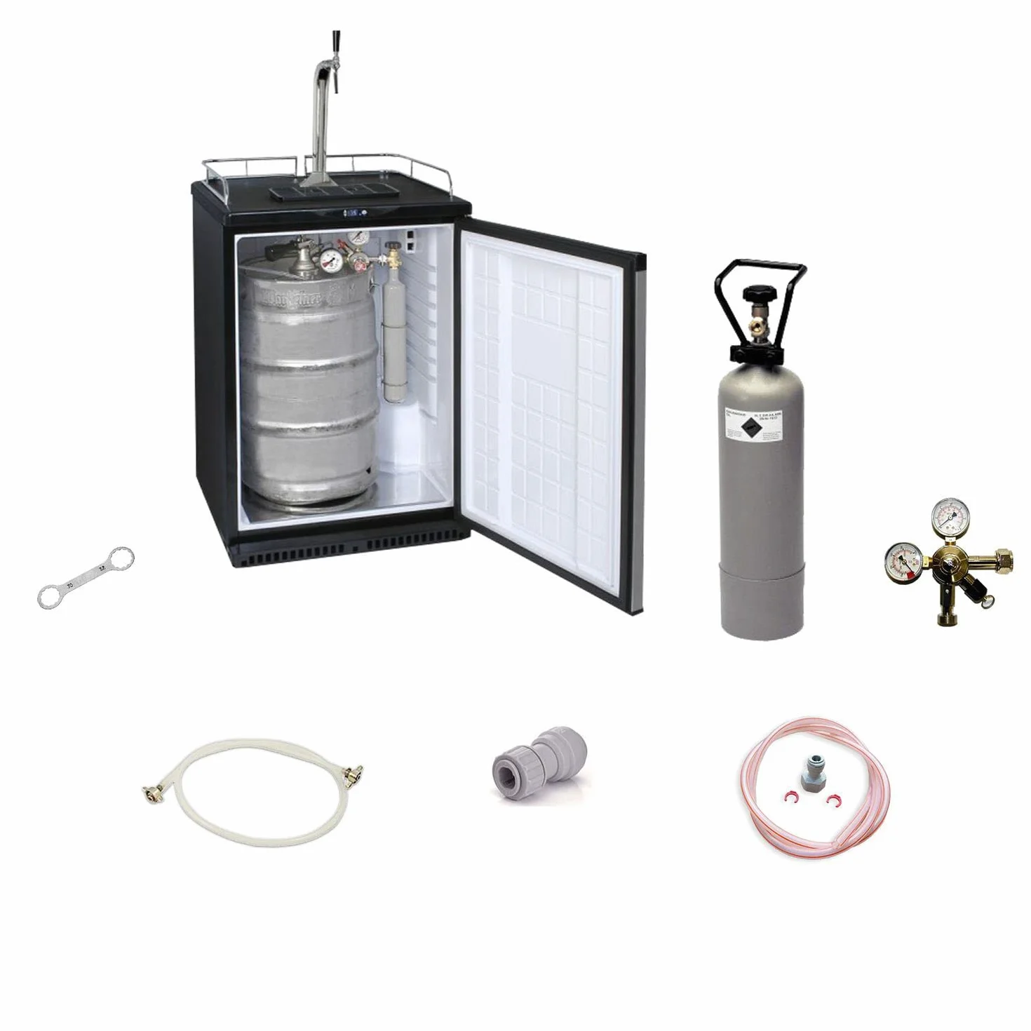 ich-zapfe Kit Completo - refrigerador de Cerveza de Barril de hasta 50L - Incluye Columna Elegante y Grifo con compensador, KEG:Type A